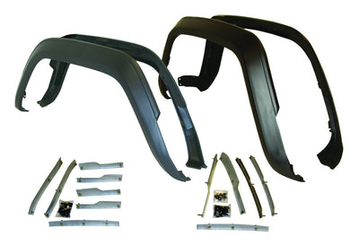 Crown Automotive Jeep Replacement 5AGKM Fender Flare Master Kit; Incl. Steel Retainers; Hardware; Flat Black; Crown Automotive Jeep Replacement 5AGKM