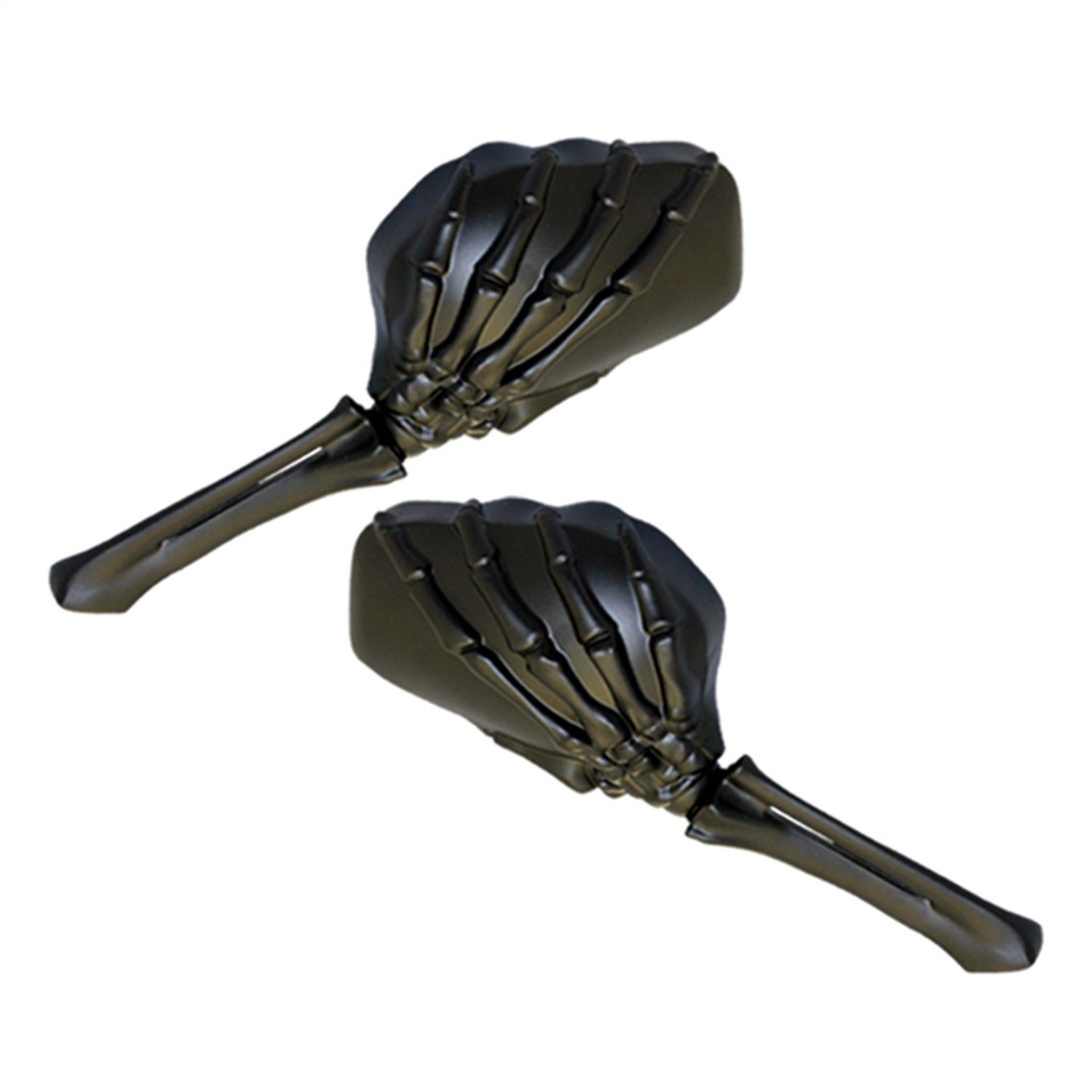 CIPA 01916 Motorcycle Skeleton Hand Mirror; Black Stem w/Black Head [Left And Right Side]; CIPA 01916