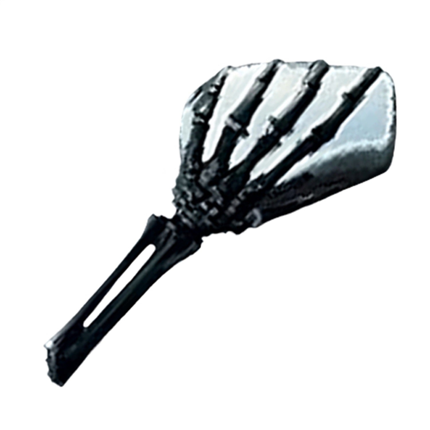CIPA 01918 Motorcycle Skeleton Hand Mirror; Black Stem w/Chrome Head [Left And Right Side]; CIPA 01918