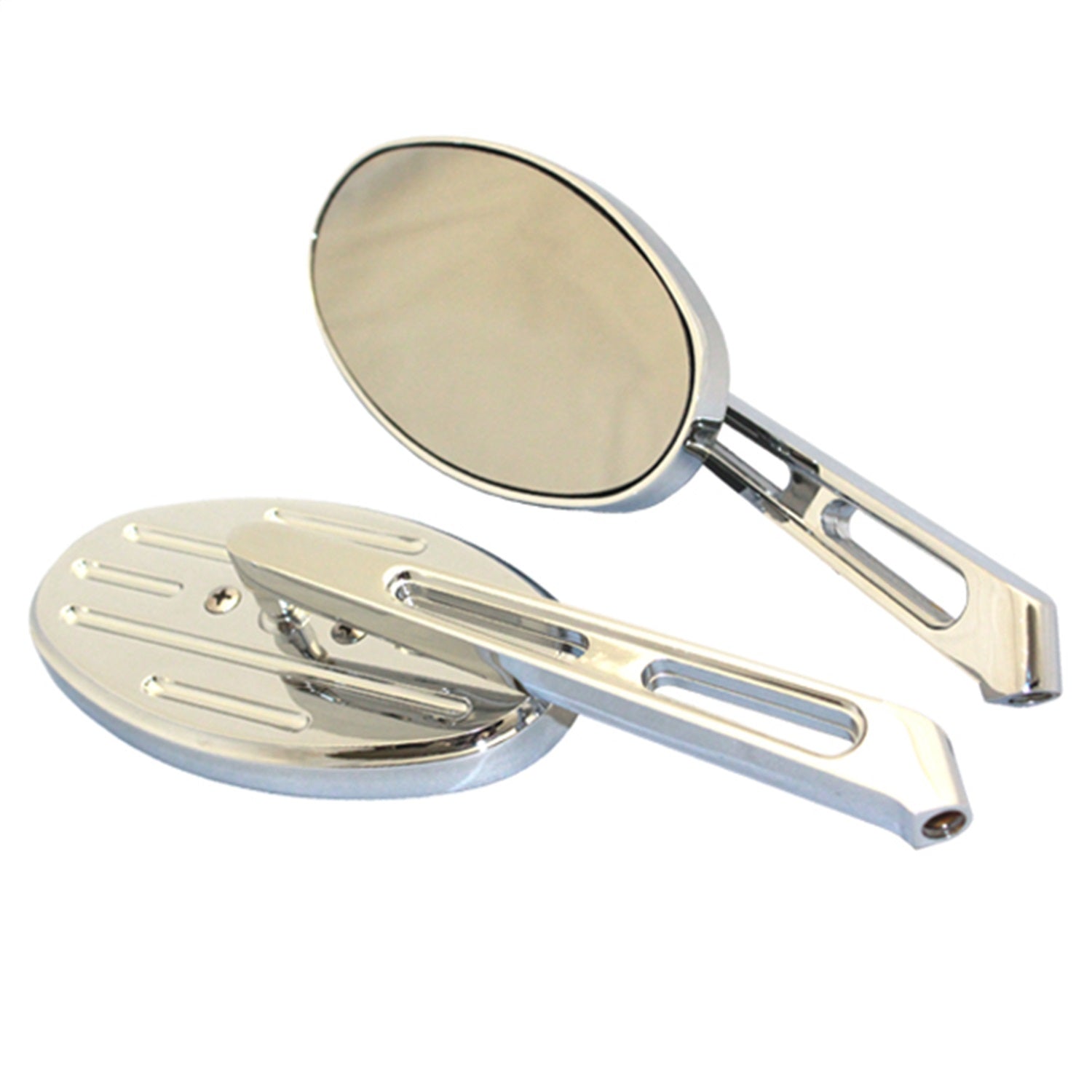 CIPA 01932 Motorcycle Oval Dashed Lines Mirror Kit; Chrome [Left And Right Side]; CIPA 01932