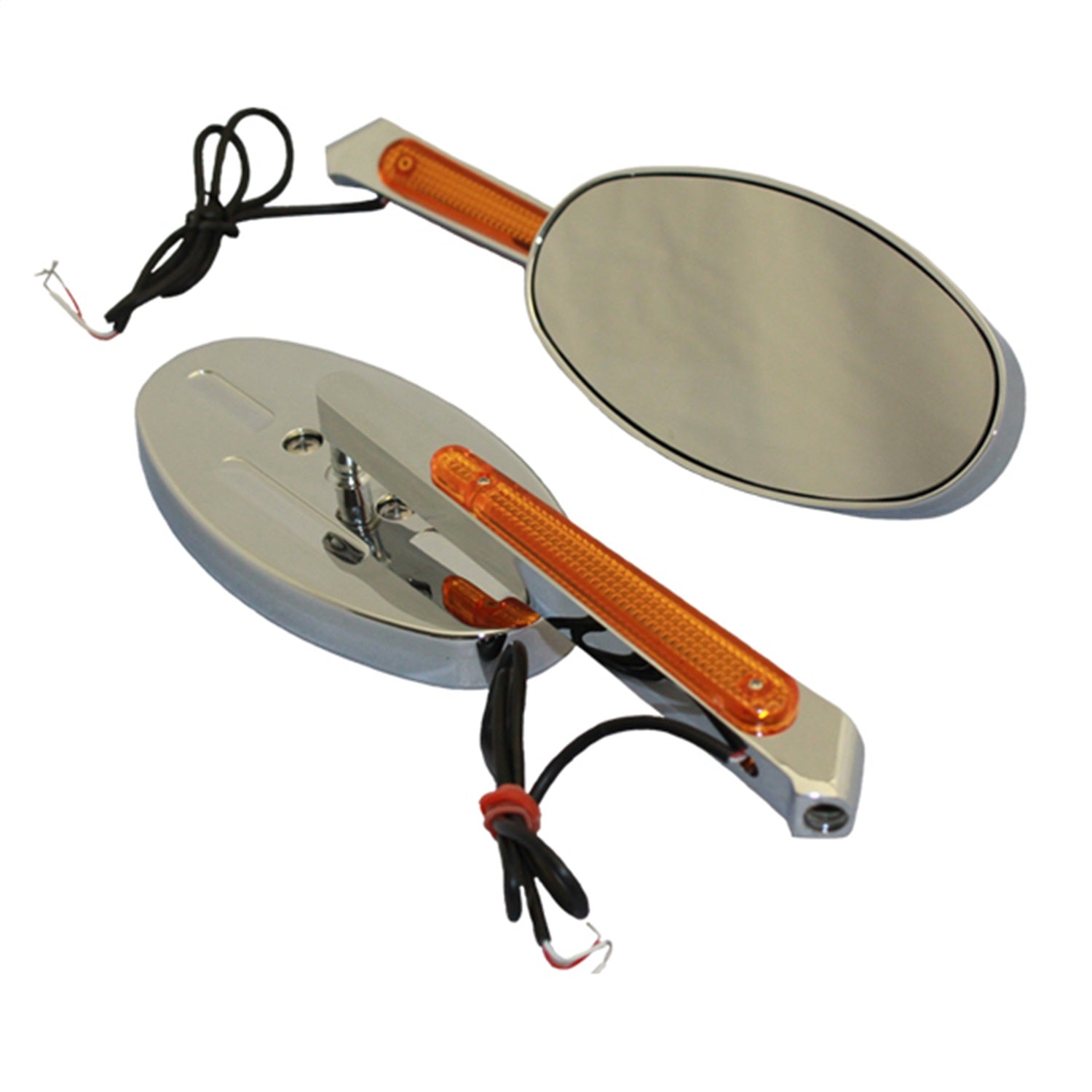 CIPA 01940 Motorcycle Oval LED Lighted Mirror Kit; Chrome [Left And Right Side]; CIPA 01940
