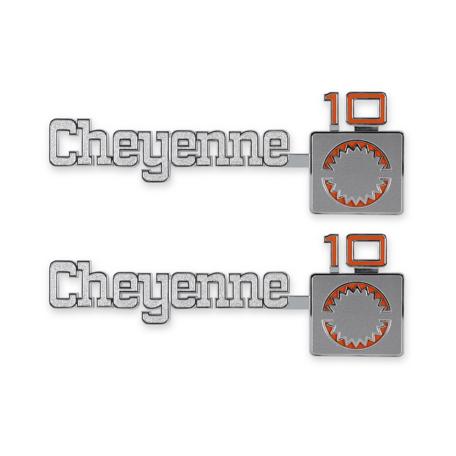 Holley 04-539 Fender Emblem; Silver/Red; Incl. Mounting Hardware; Pair; CHEYENNE 10; Holley 04-539