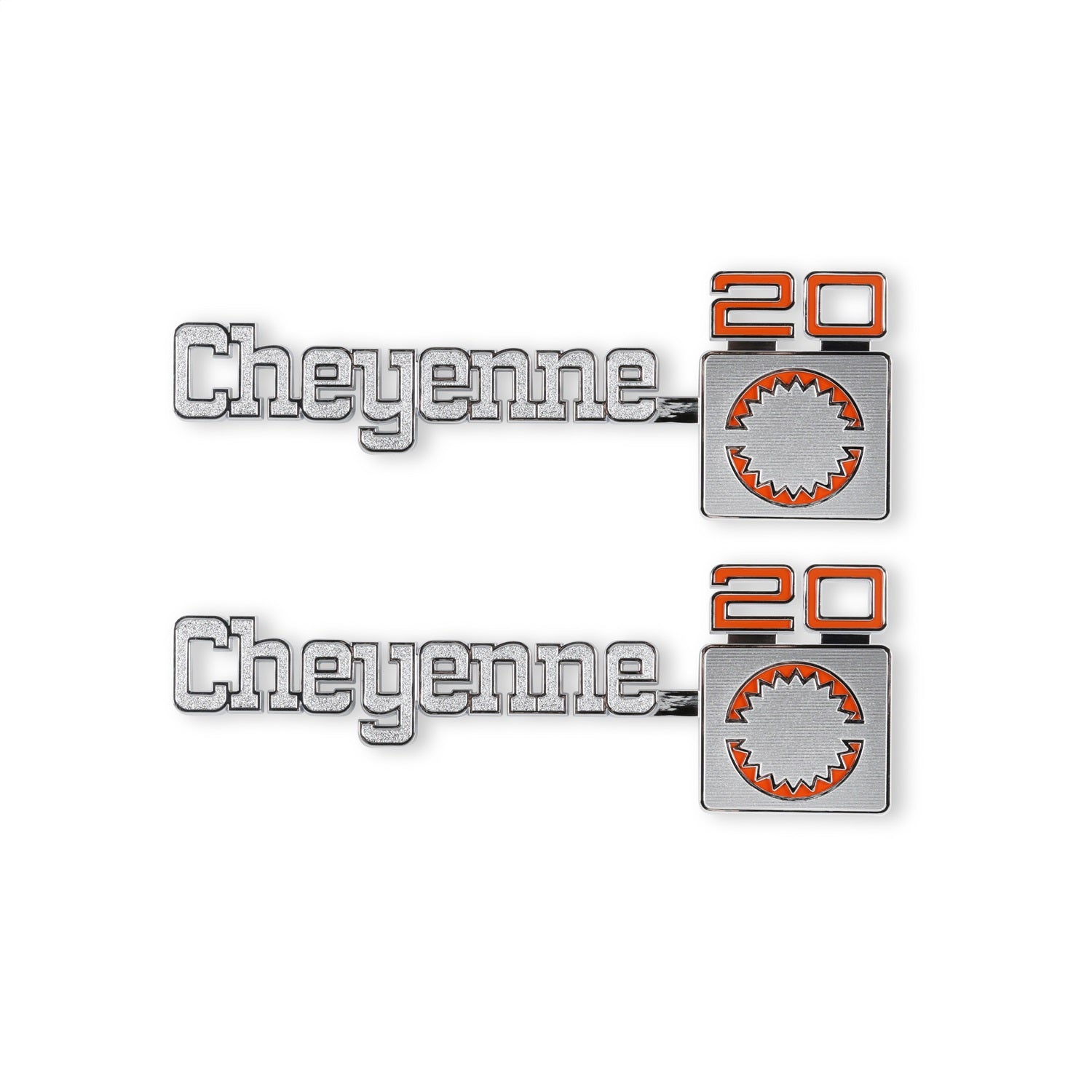 Holley 04-540 Fender Emblem; Silver/Red; Incl. Mounting Hardware; Pair; CHEYENNE 20; Holley 04-540