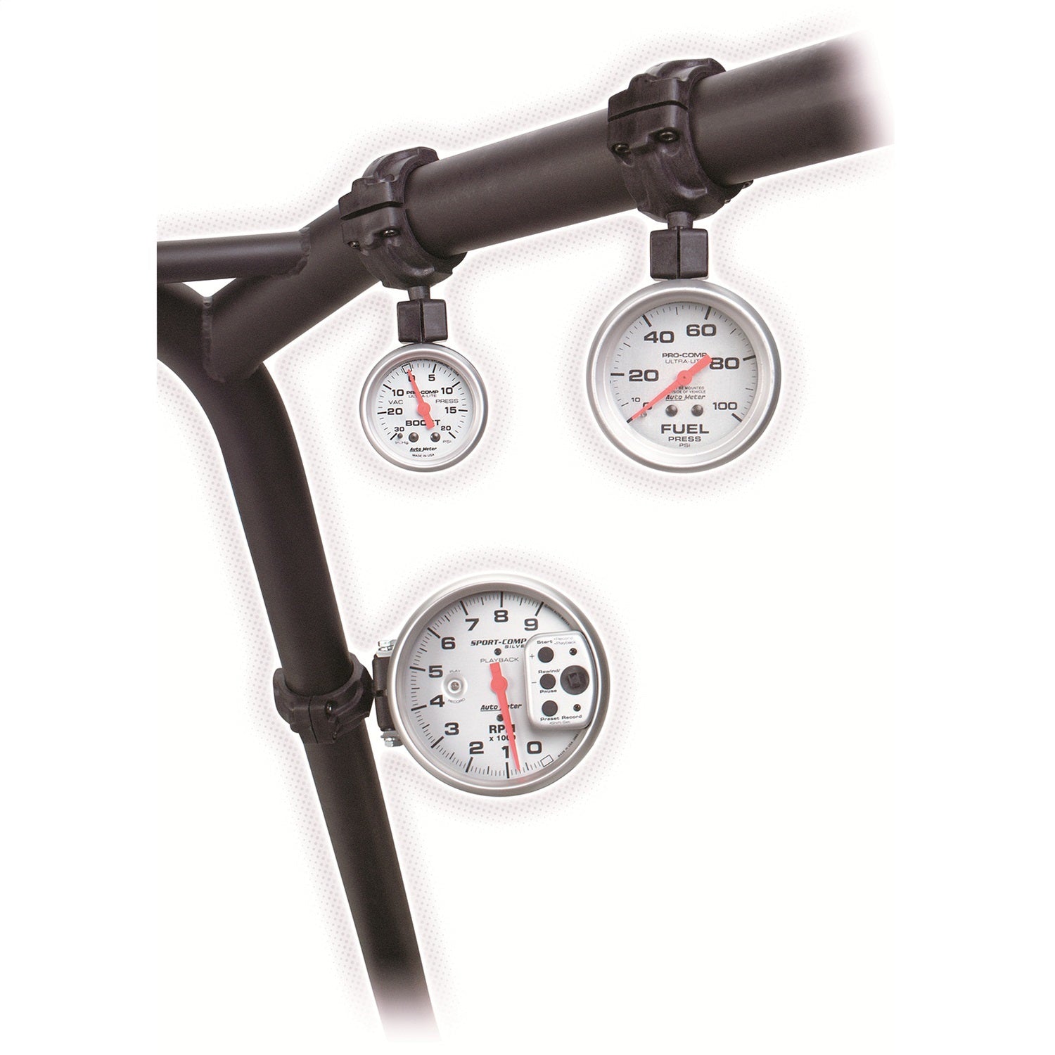 AutoMeter 48001 GAUGE MOUNT; ROLL POD FOR 1.5in. ROLL CAGE; FITS 2 5/8in. GAUGE; BLACK AutoMeter 48001