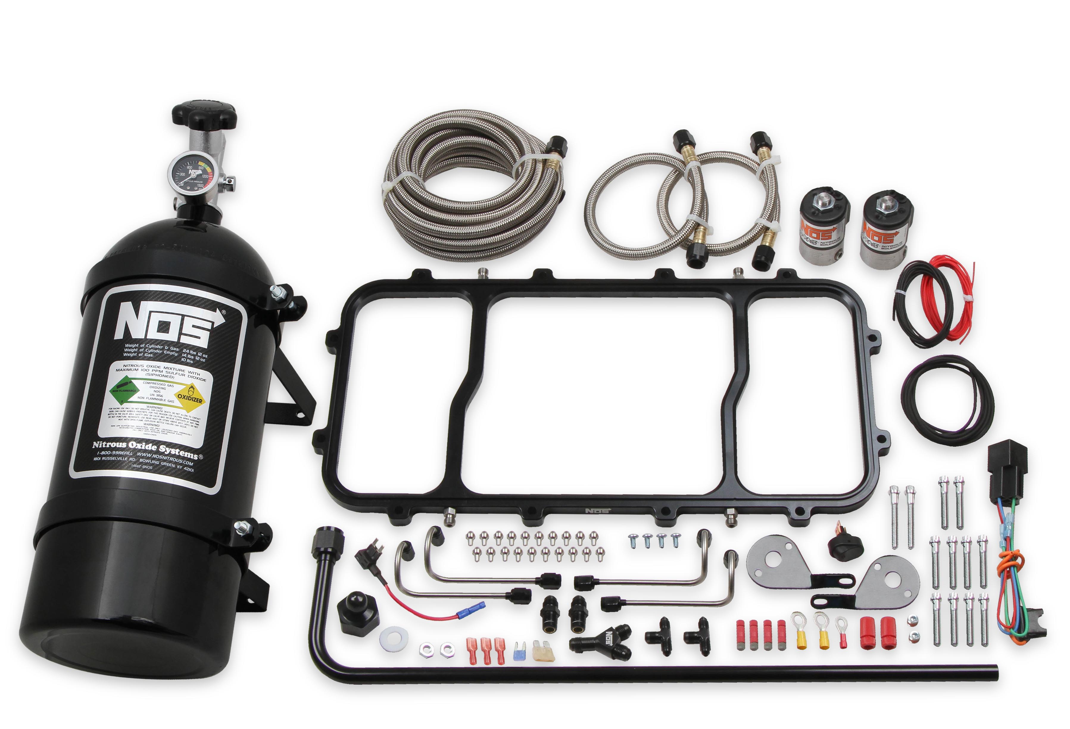 1-Piece Black Billet Aluminum Nitrous Plate System with 10 lb Black Bottle