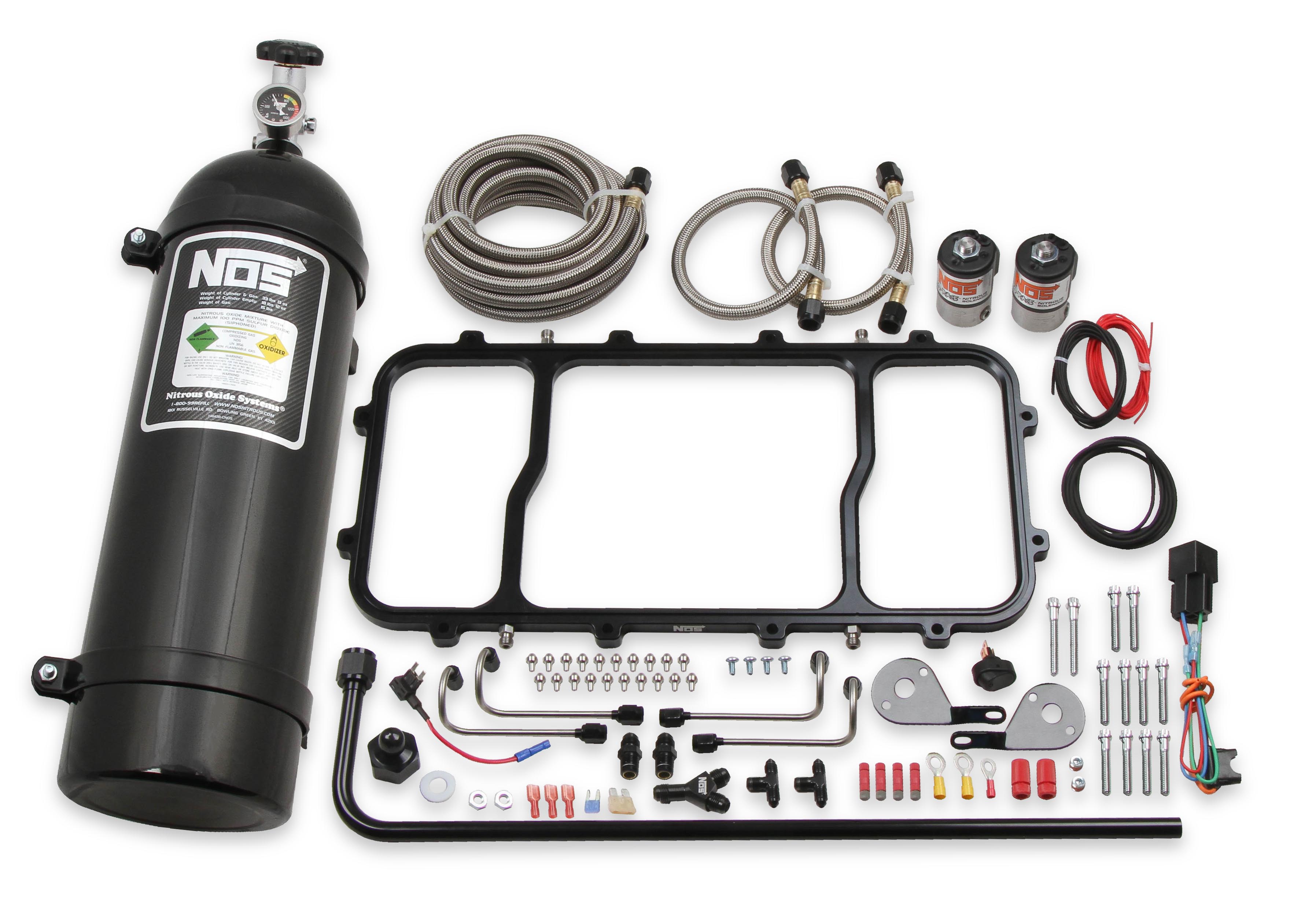 1-Piece Black Billet Aluminum Nitrous Plate System with 15 lb Black Bottle