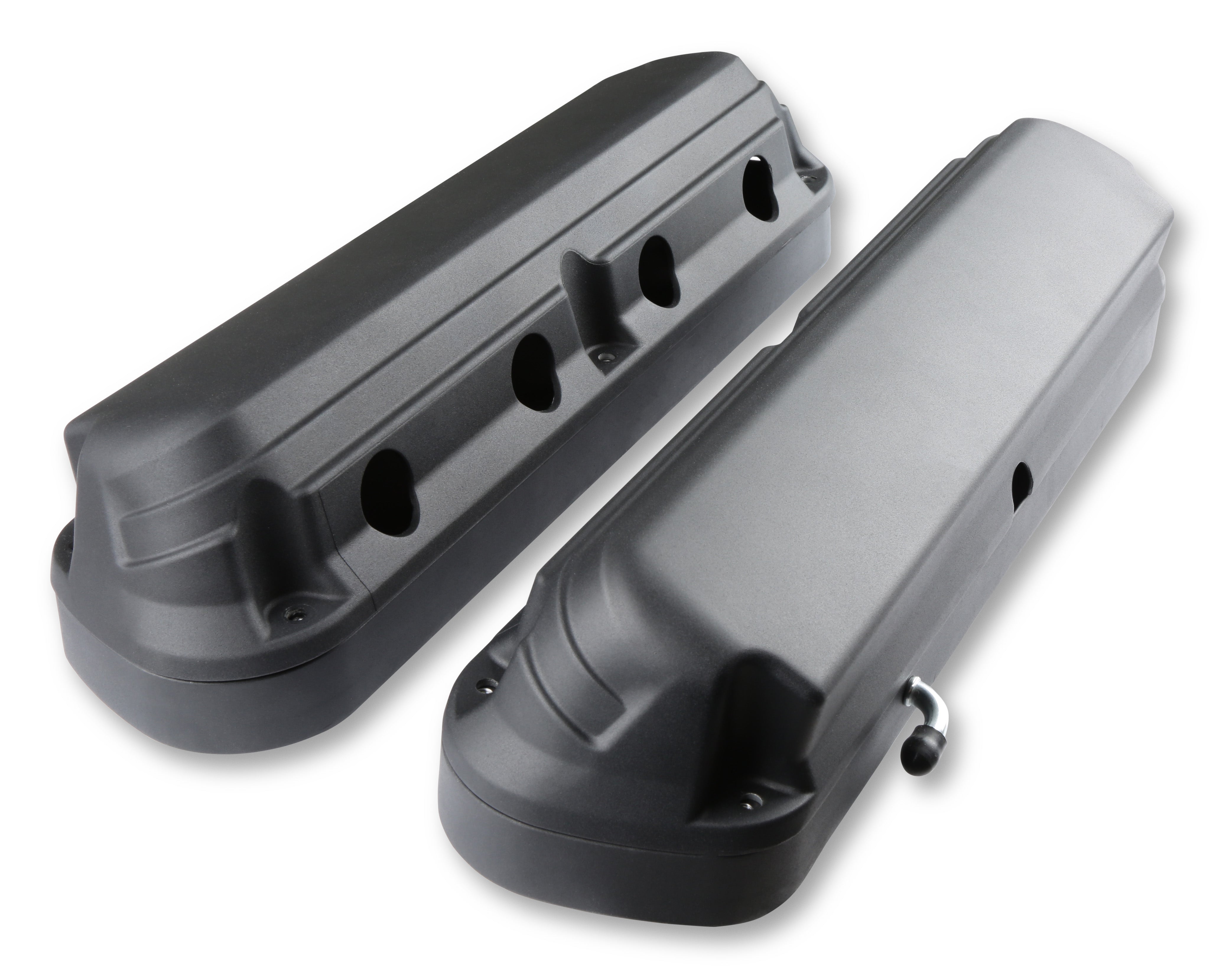 Holley 241-187 2-Piece Alm Valve Cover Set GM LS Black Finish Holley 241-187
