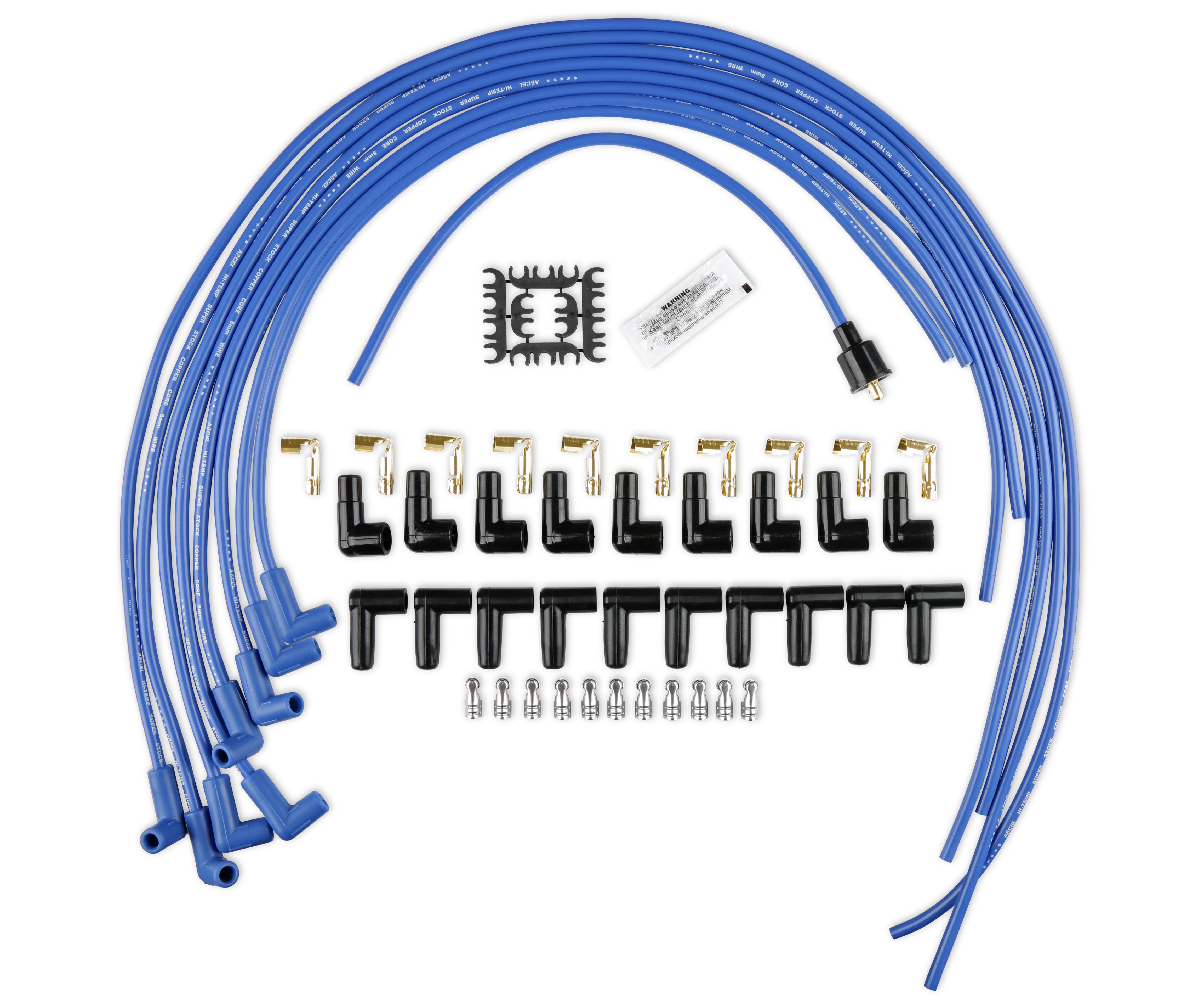 ACCEL 4039B Universal Fit Spark Plug Wire Set; Blue; 8mm; Copper Core; 90 Deg. Orange Boots; ACCEL 4039B