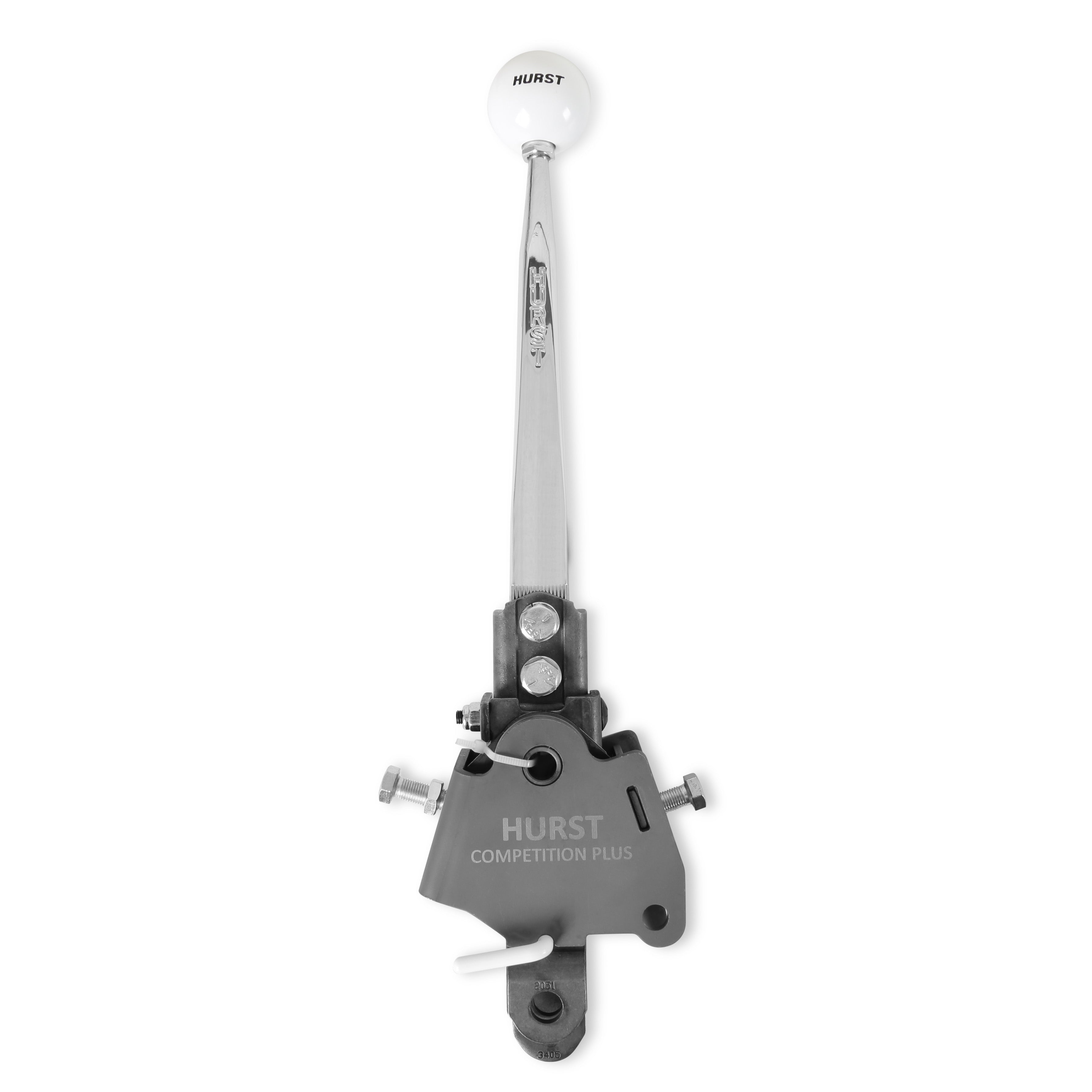 Hurst 3917992 Competition Plus® Manual Shifter; Chrome Stick/White Knob; Floor; Hurst 3917992