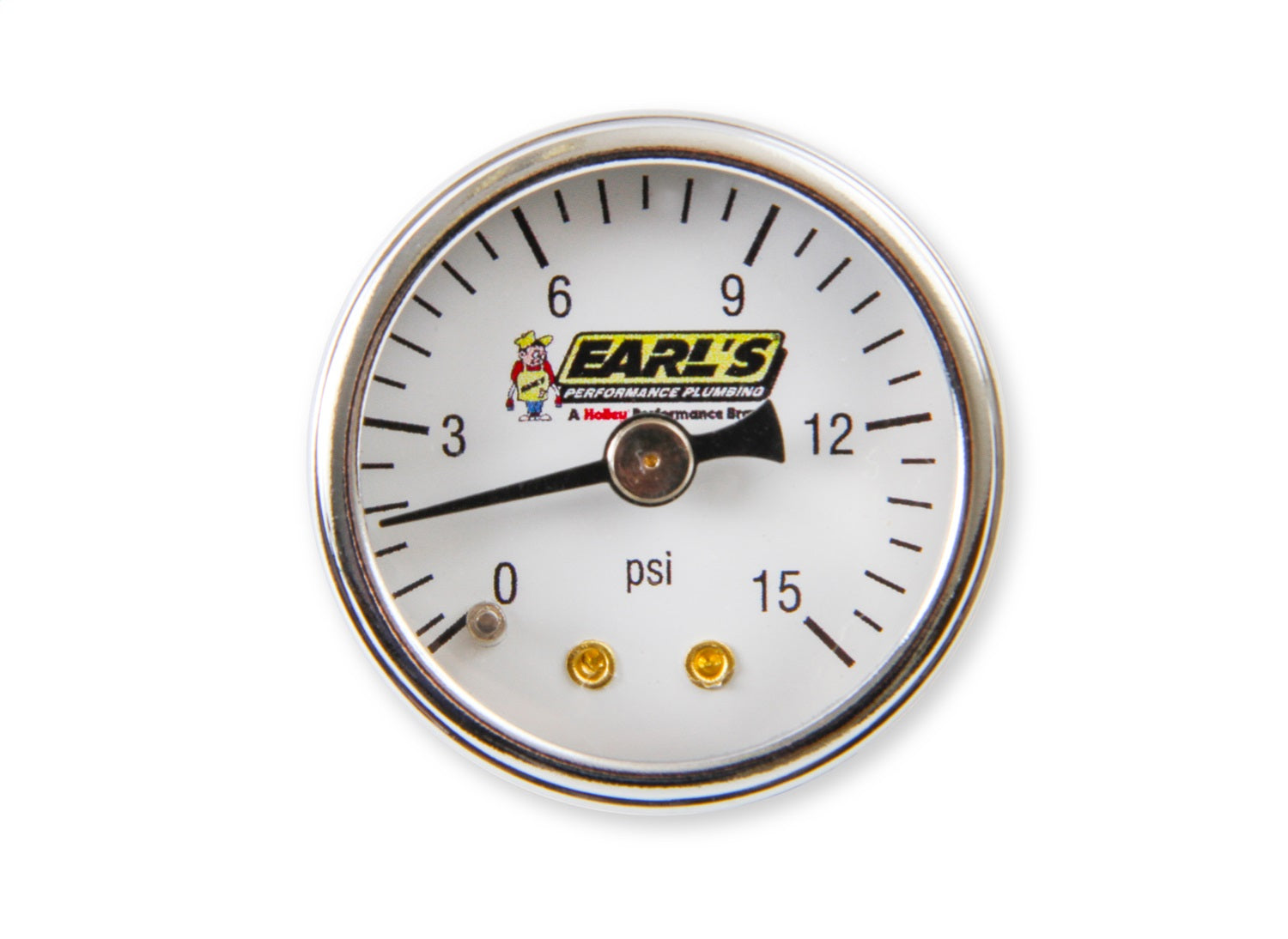 Earl's Performance 100195ERL Fuel Pressure Gauge; 1.5 in. Body Dia.; 0-15 PSI; 1/8 NPT Male Thread On Back; Earl's Performance 100195ERL