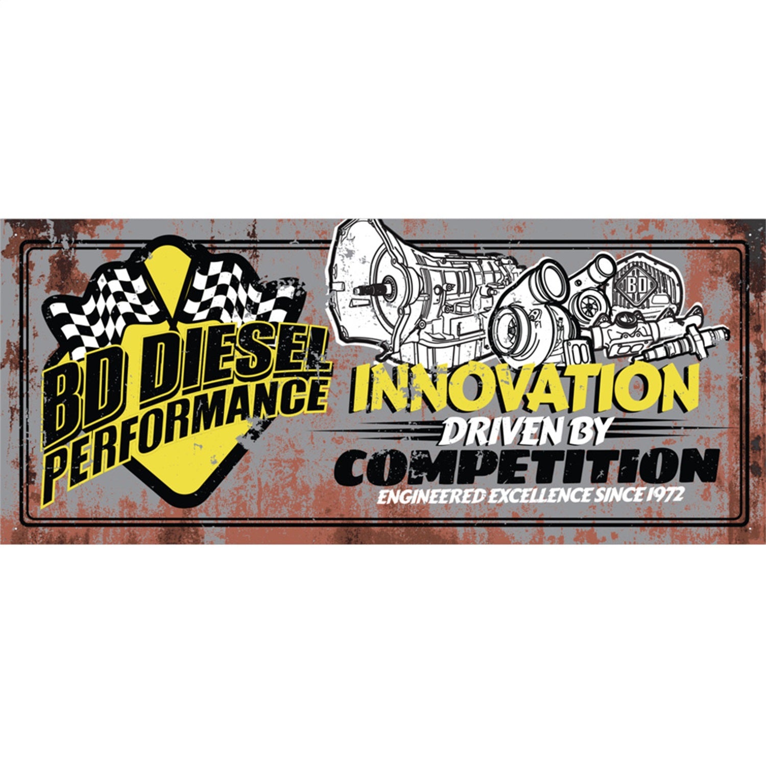 BD Diesel 1002330 BD Diesel Sign; Innovation Driven By Competition Logo; 36x15; BD Diesel 1002330