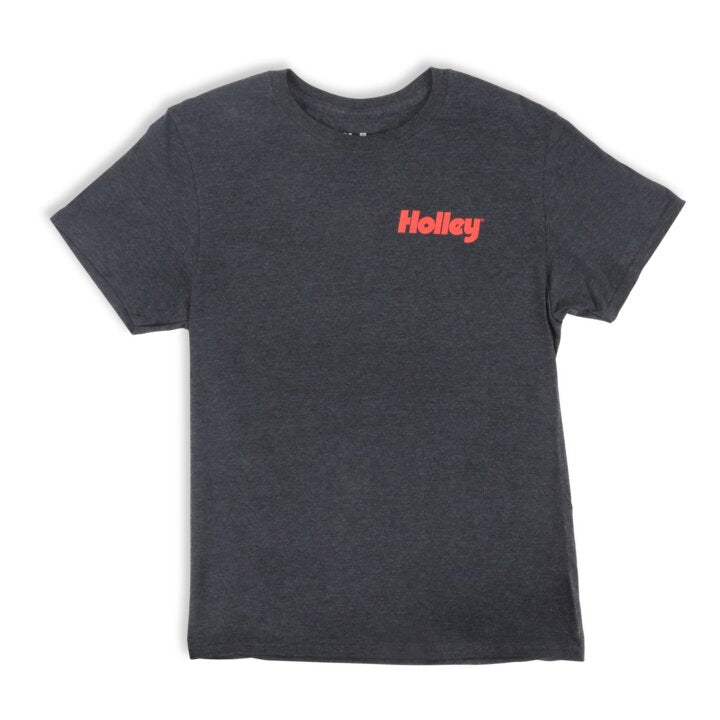 Large - Soft hand ringspun tee with holley graphic - Black Ink Heather