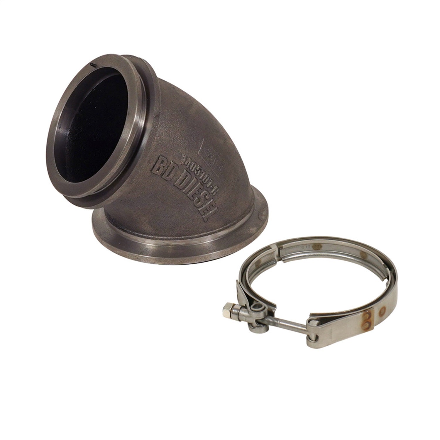 BD Diesel 1045101 Elbow Adapter; Incl. V-Band Clamp; Cast; BD Diesel 1045101