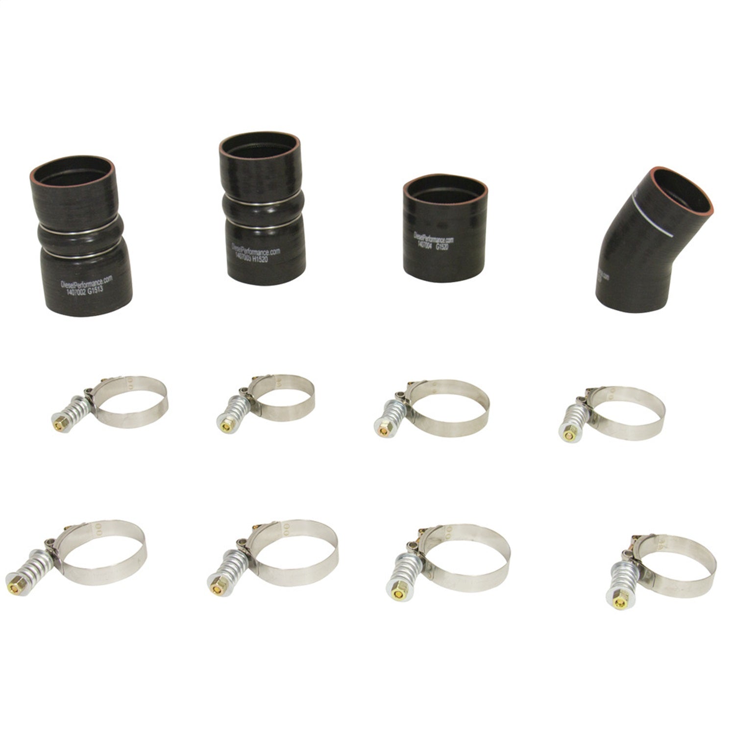 BD Diesel 1047035 Intercooler Hose And Clamp Kit; Incl. Tubes/Boots/HD Spring Loaded Clamps; BD Diesel 1047035