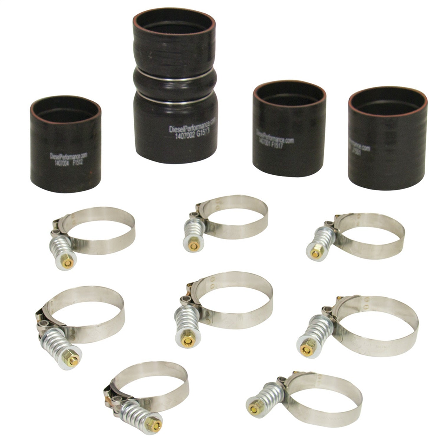 BD Diesel 1047037 Intercooler Hose And Clamp Kit; Incl. Tubes/Boots/HD Spring Loaded Clamps; BD Diesel 1047037