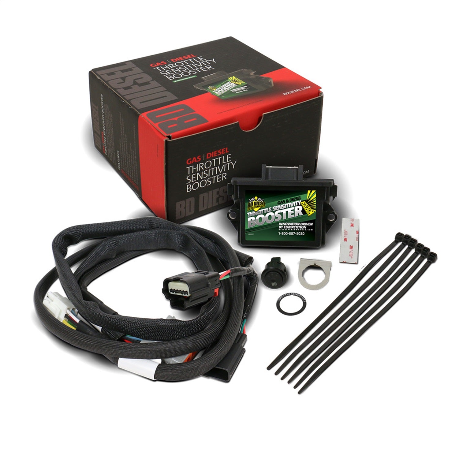 BD Diesel 1057832 Throttle Sensitivity Booster Push Button Switch Kit BD Diesel 1057832