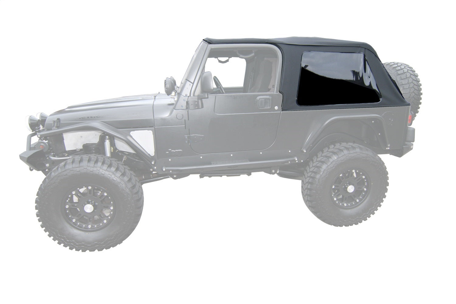 Rampage 109635 Frameless Soft Top Kit Sailcloth; Black Diamond; w/Tinted Windows; Rampage 109635