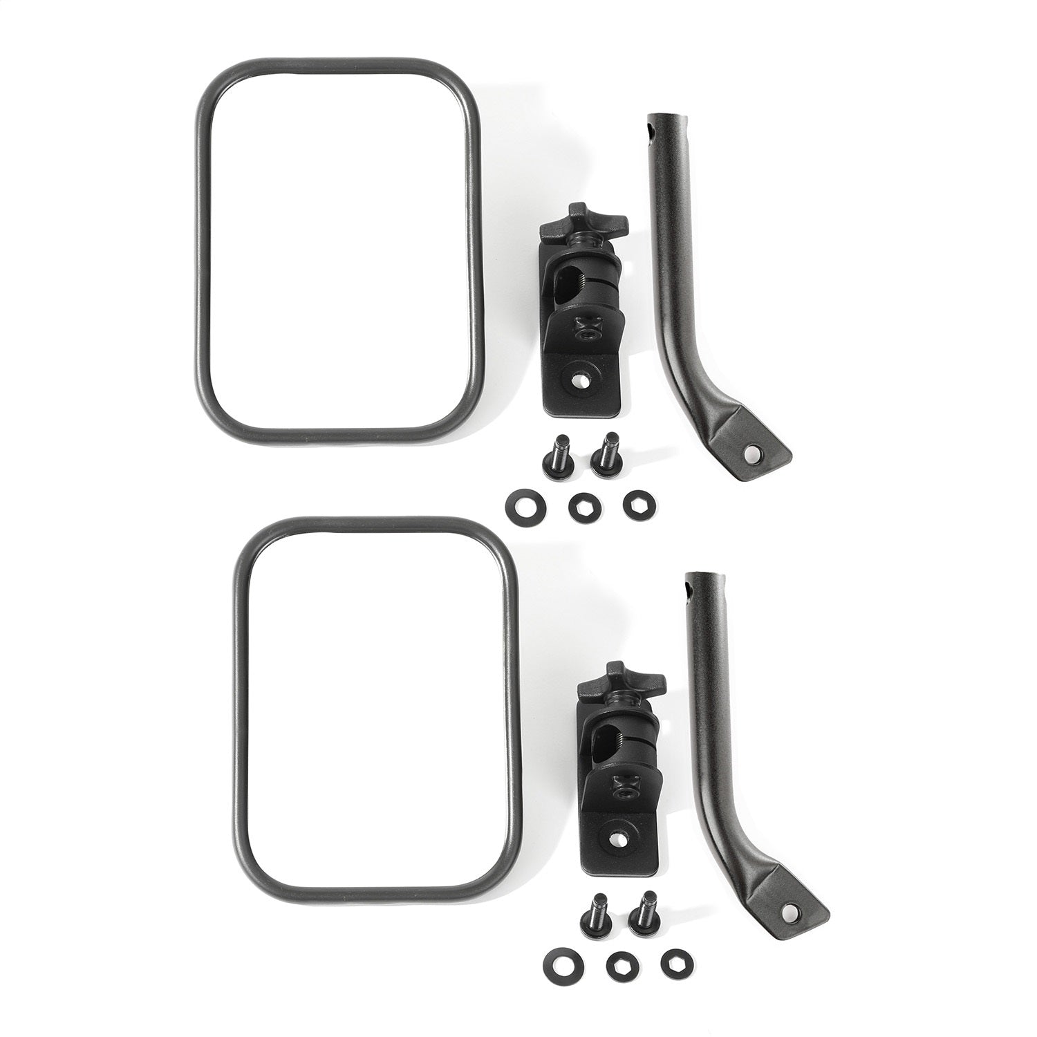 Rugged Ridge 11025.22 Stubby Trail Mirror; Rectangular; Textured Black; Pair; Rugged Ridge 11025.22