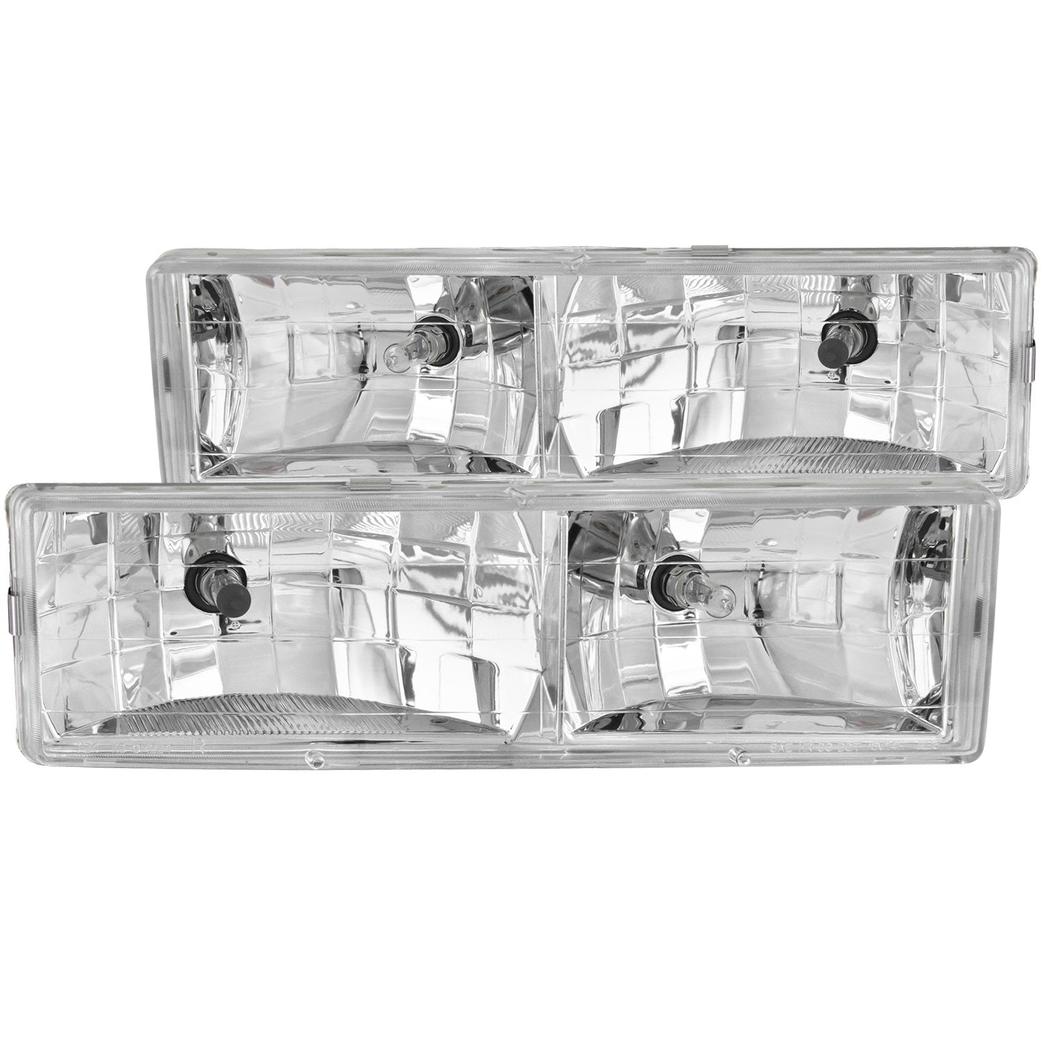 ANZO USA 111004 Crystal Headlight Set; Clear Lens w/Bulb; Chrome Housing; ANZO USA 111004