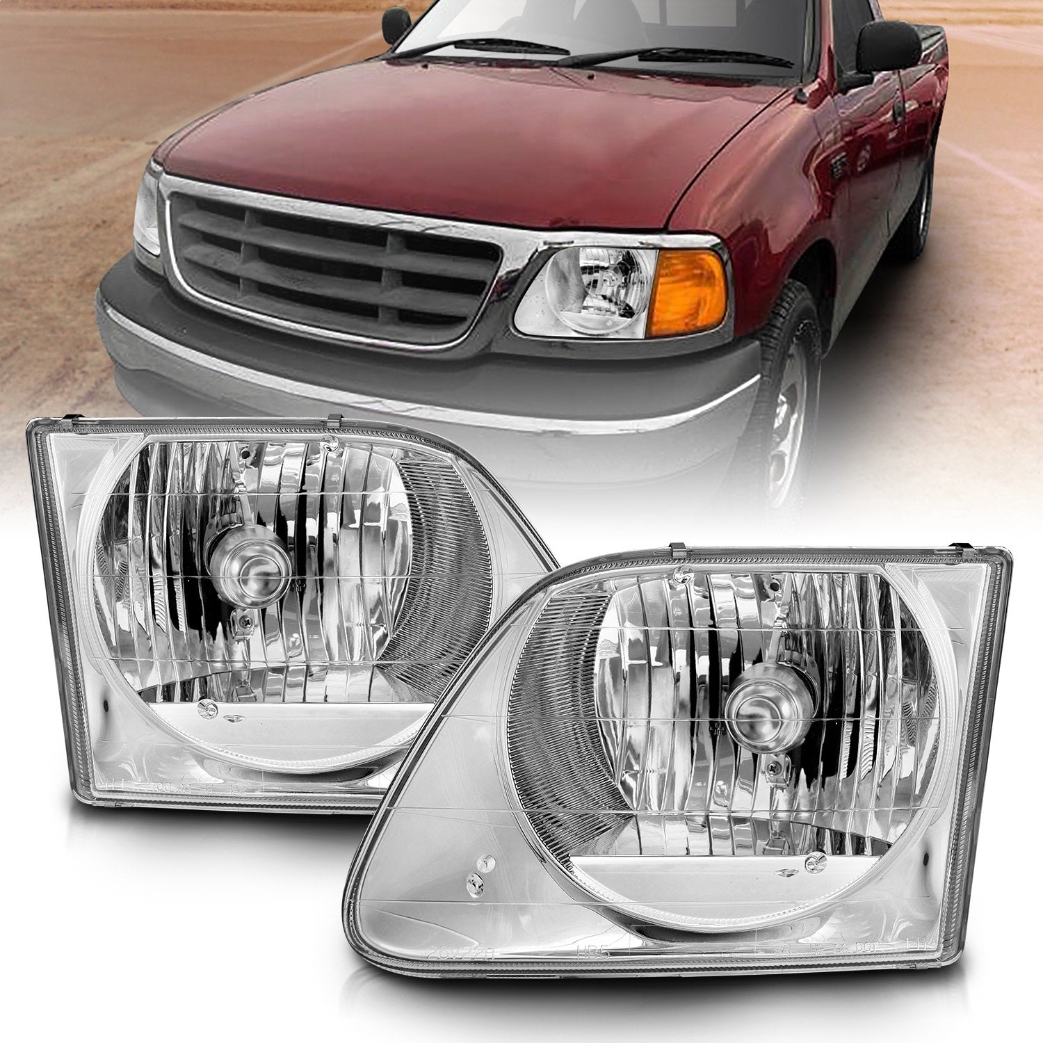 ANZO USA 111030 Crystal Headlight Set; Clear Lens; Chrome Housing; Pair; ANZO USA 111030