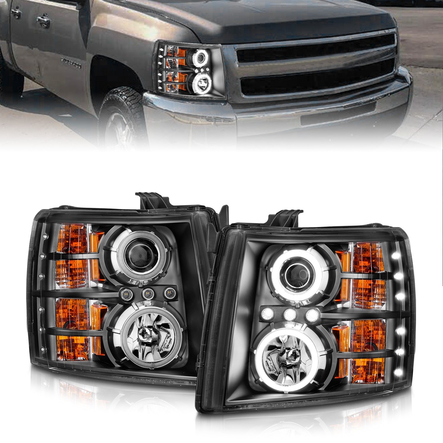 ANZO USA 111107 Projector Headlight Set w/Halo ANZO USA 111107