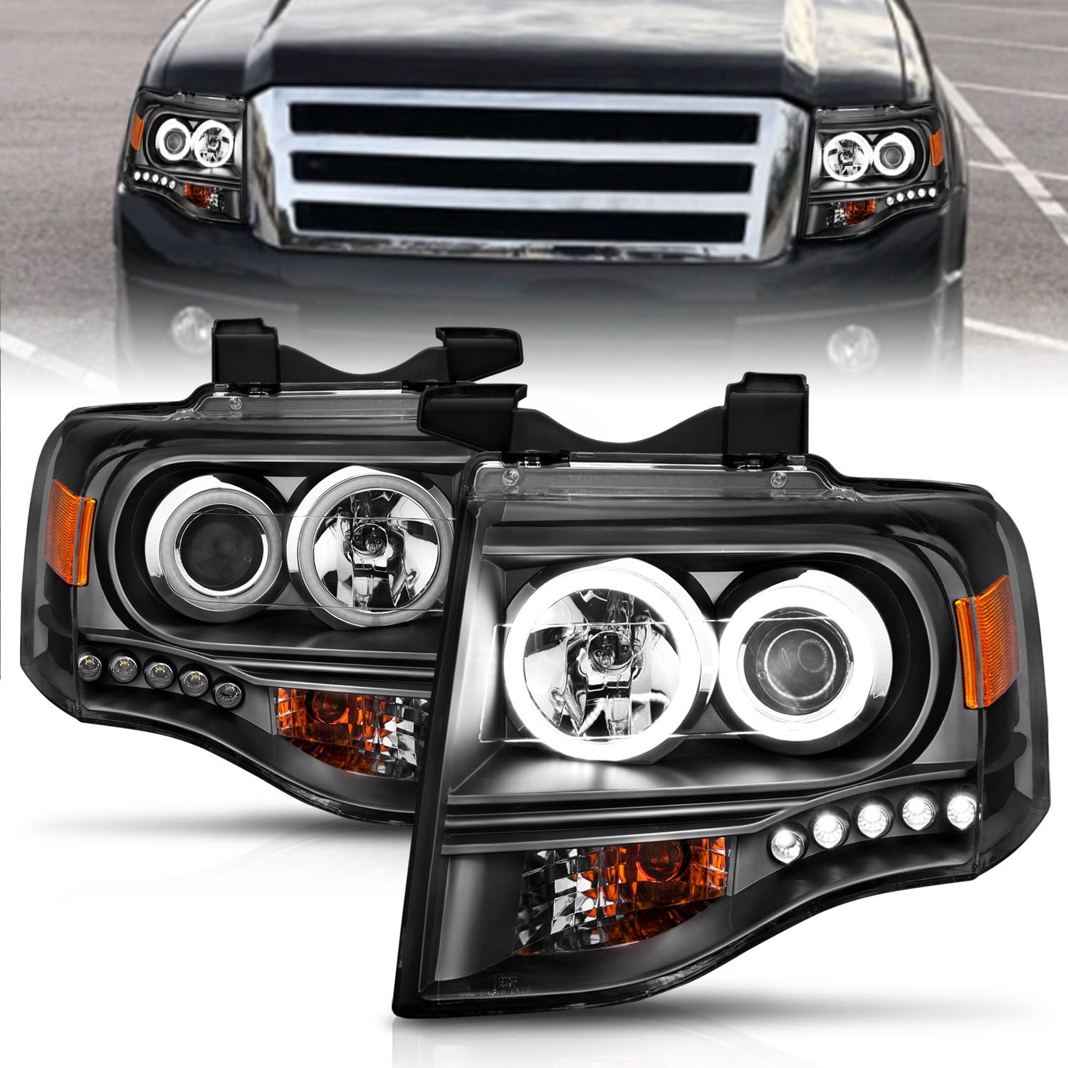 ANZO USA 111113 Projector Headlight Set w/Halo ANZO USA 111113
