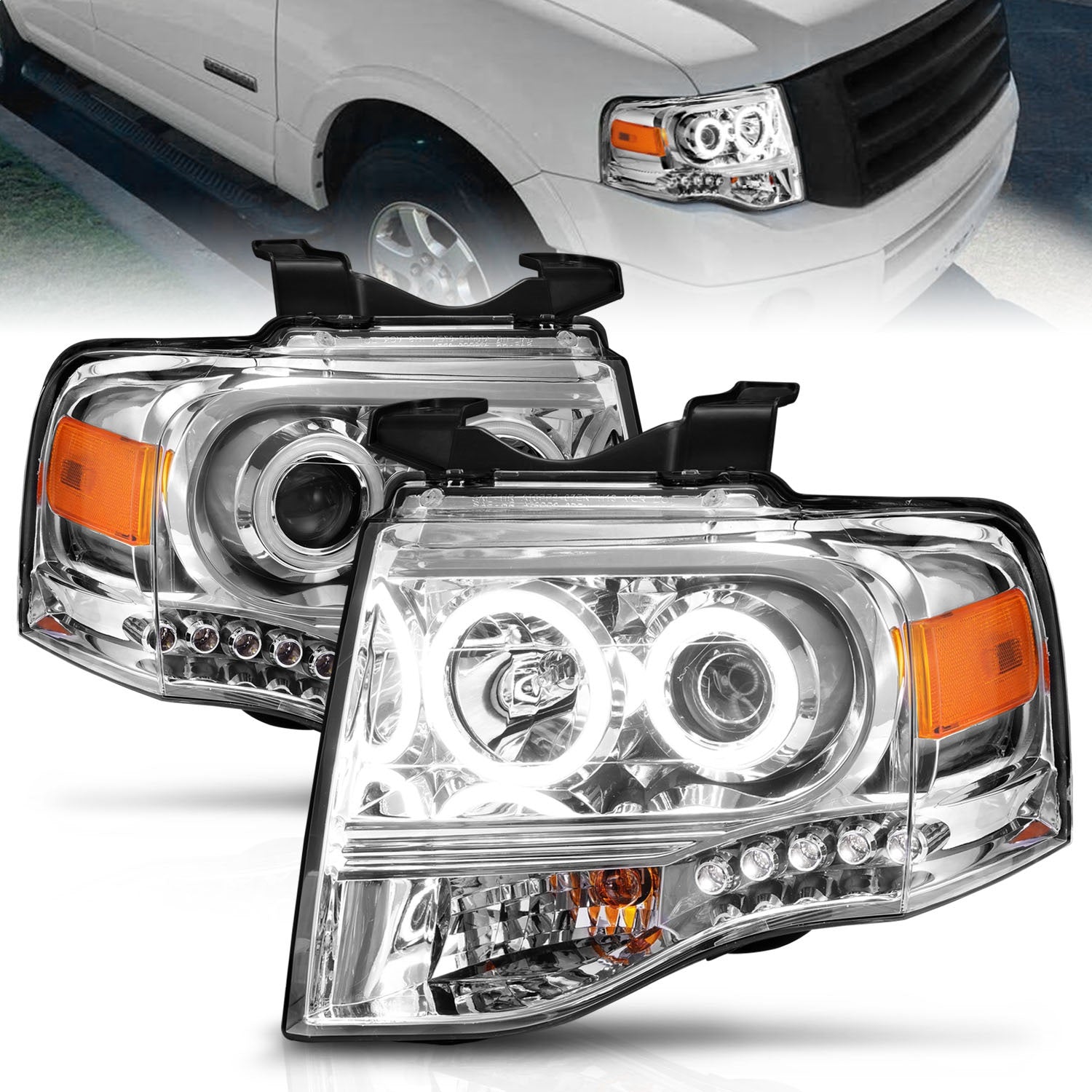 ANZO USA 111114 Projector Headlight Set w/Halo ANZO USA 111114