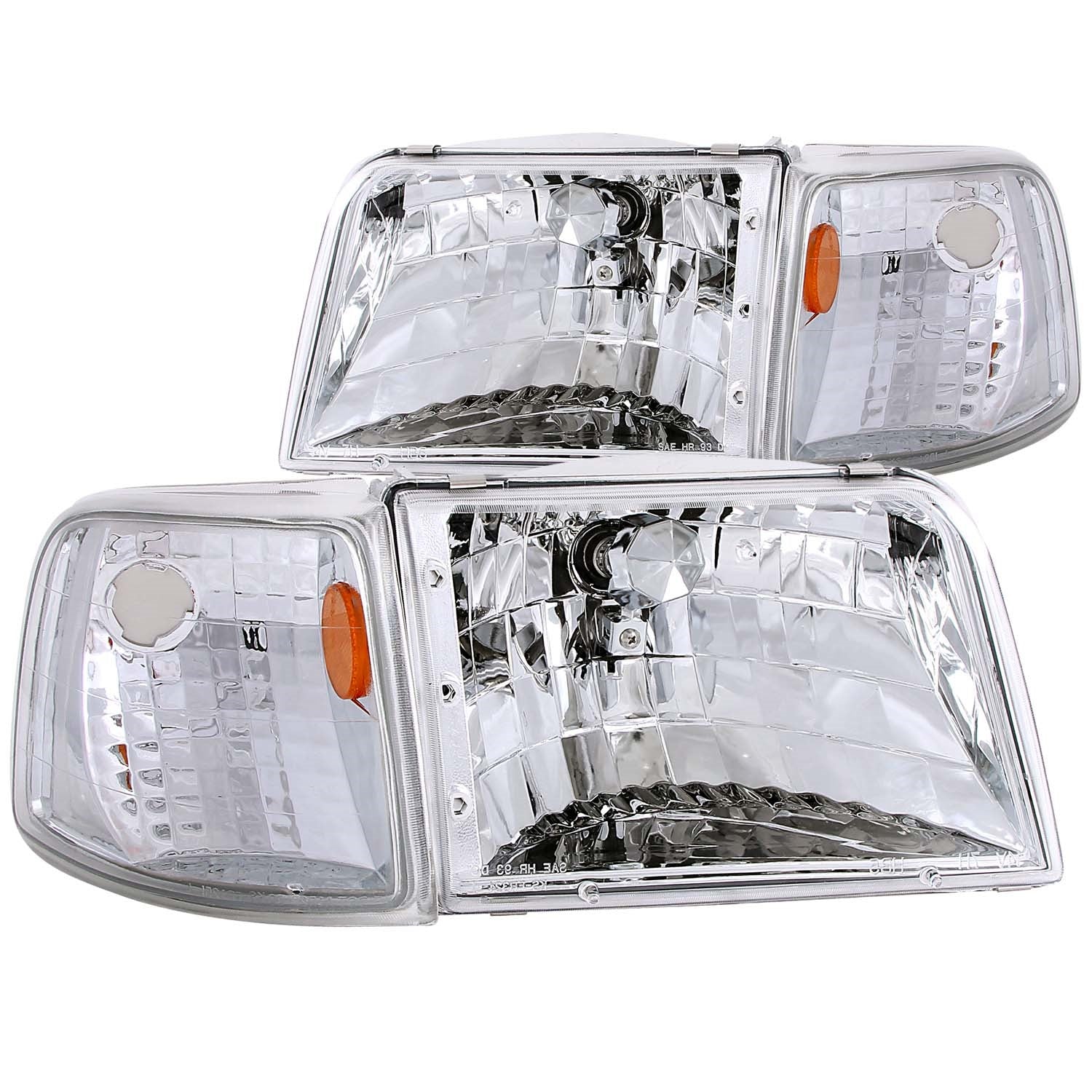 ANZO USA 111119 Crystal Headlight Set; Clear Lens; Chrome Housing; w/Corner Lights; 2 pc.; Pair; ANZO USA 111119