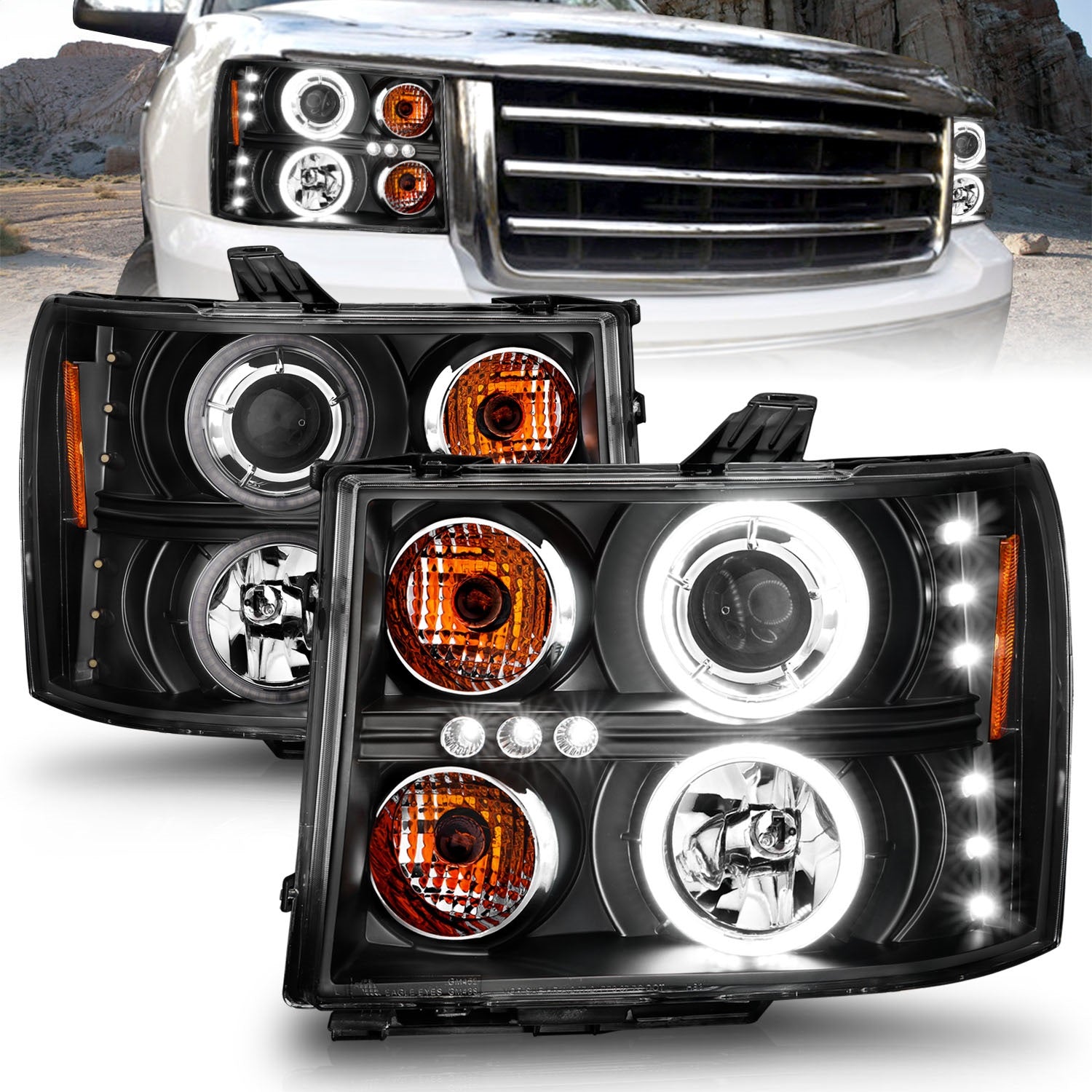 ANZO USA 111125 Projector Headlight Set w/Halo ANZO USA 111125