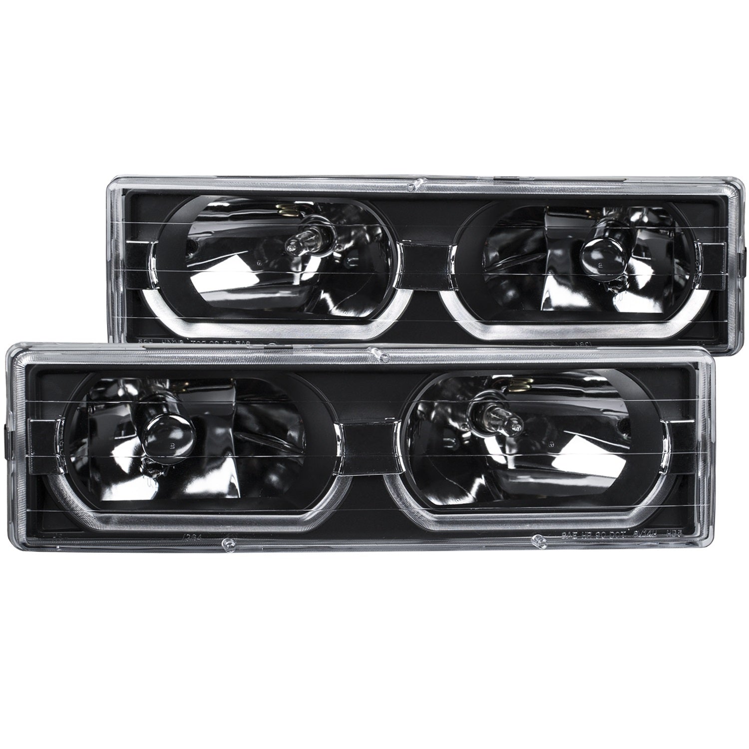 ANZO USA 111299 Crystal Headlight Set; Clear Lens; Black Housing; Pair; w/Low Brow; ANZO USA 111299