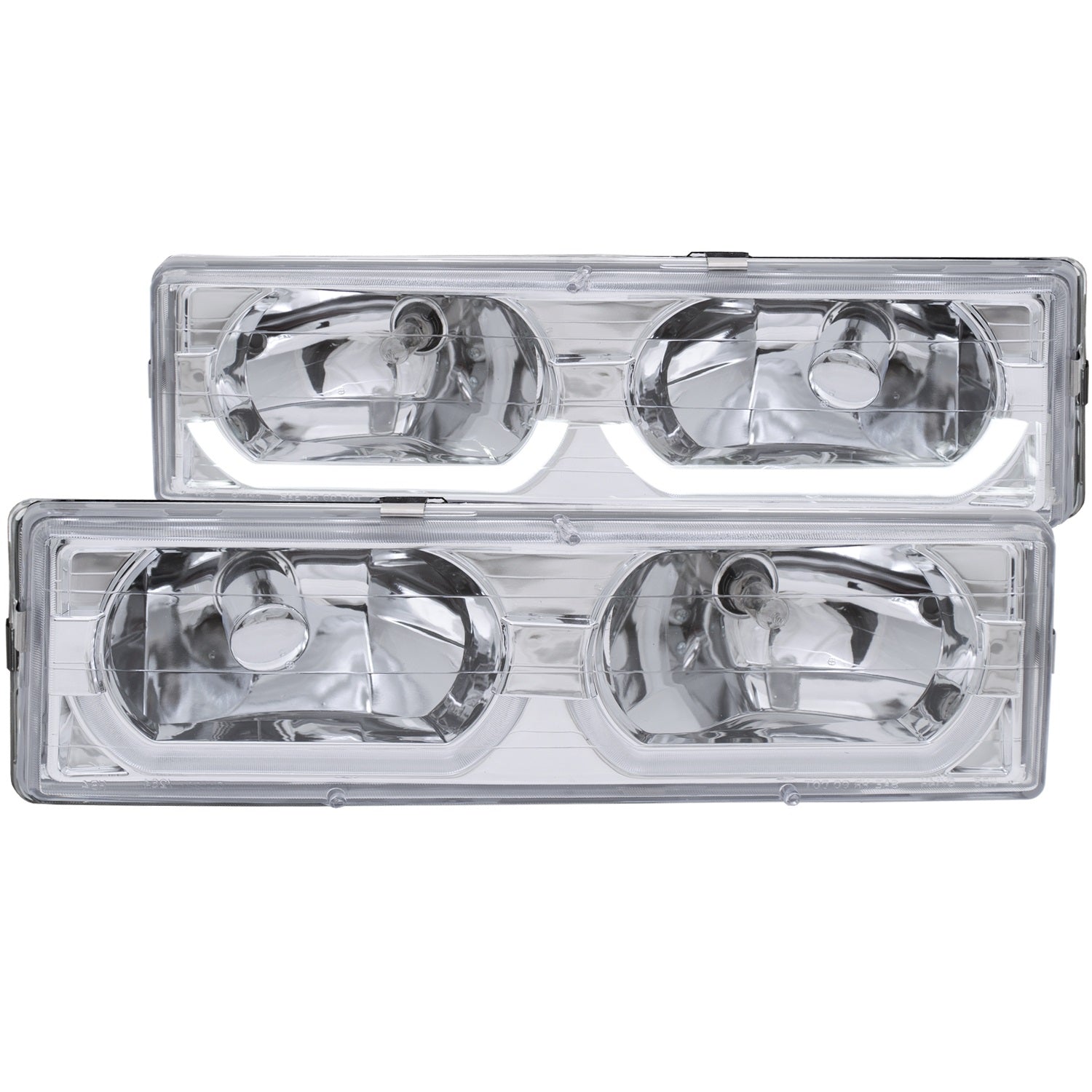 ANZO USA 111300 Crystal Headlight Set; Clear Lens; Chrome Housing; Pair; w/Low Brow; ANZO USA 111300