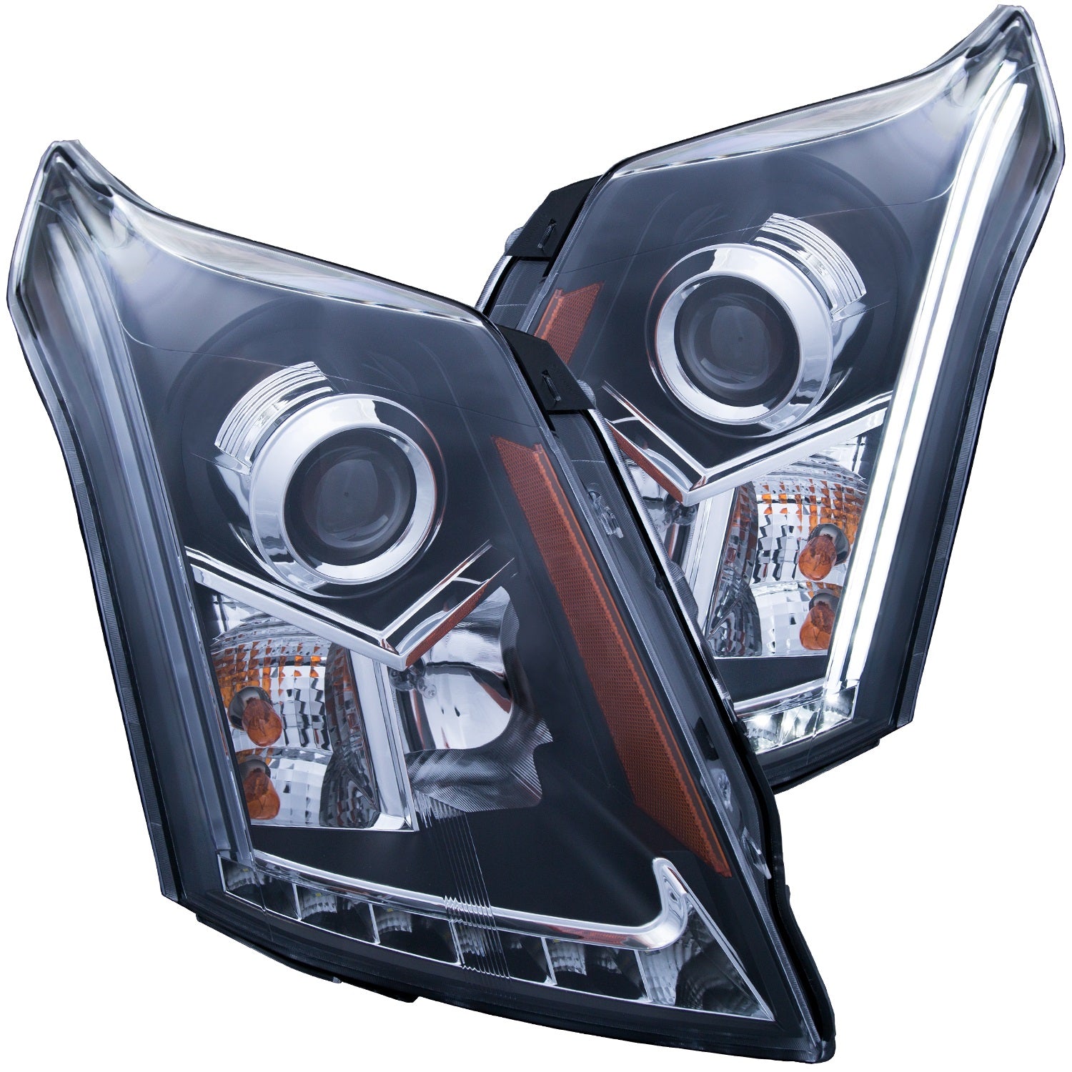 ANZO USA 111308 Projector Headlight Set; Clear Lens; Black Housing; Pair; w/Plank Style Design; ANZO USA 111308