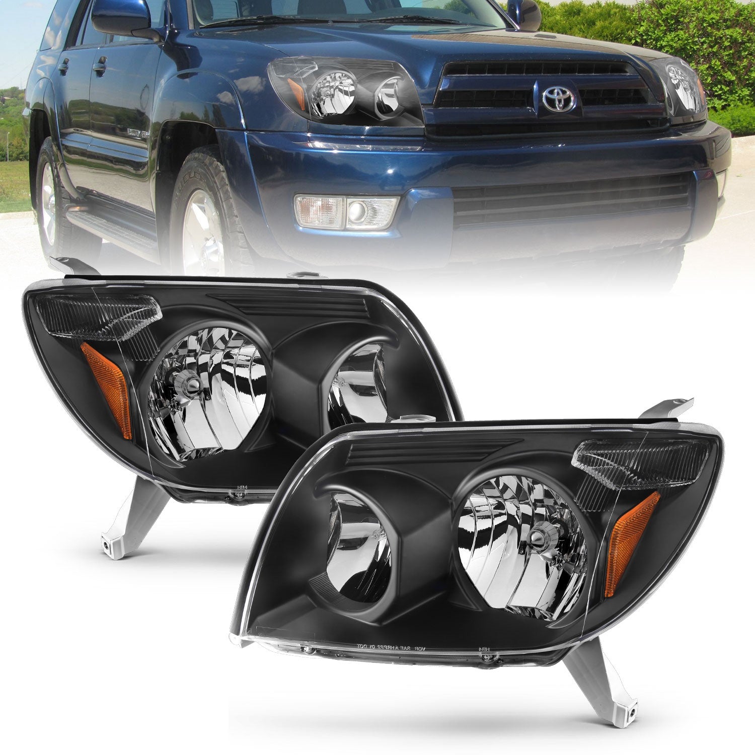ANZO USA 111394 Crystal Headlight Set; Clear Lens; Black Housing; White/Amber; ANZO USA 111394