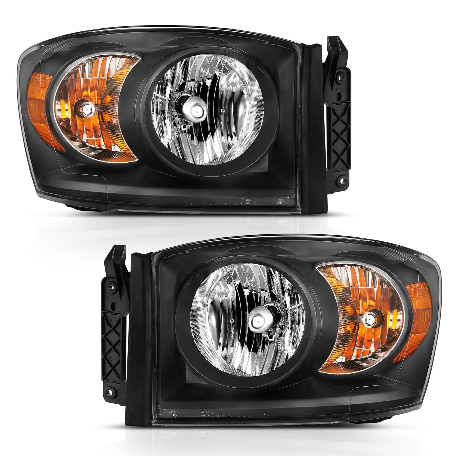 ANZO USA 111427 Crystal Headlight Set; Clear Lens; Black w/Amber Housing; Pair; ANZO USA 111427