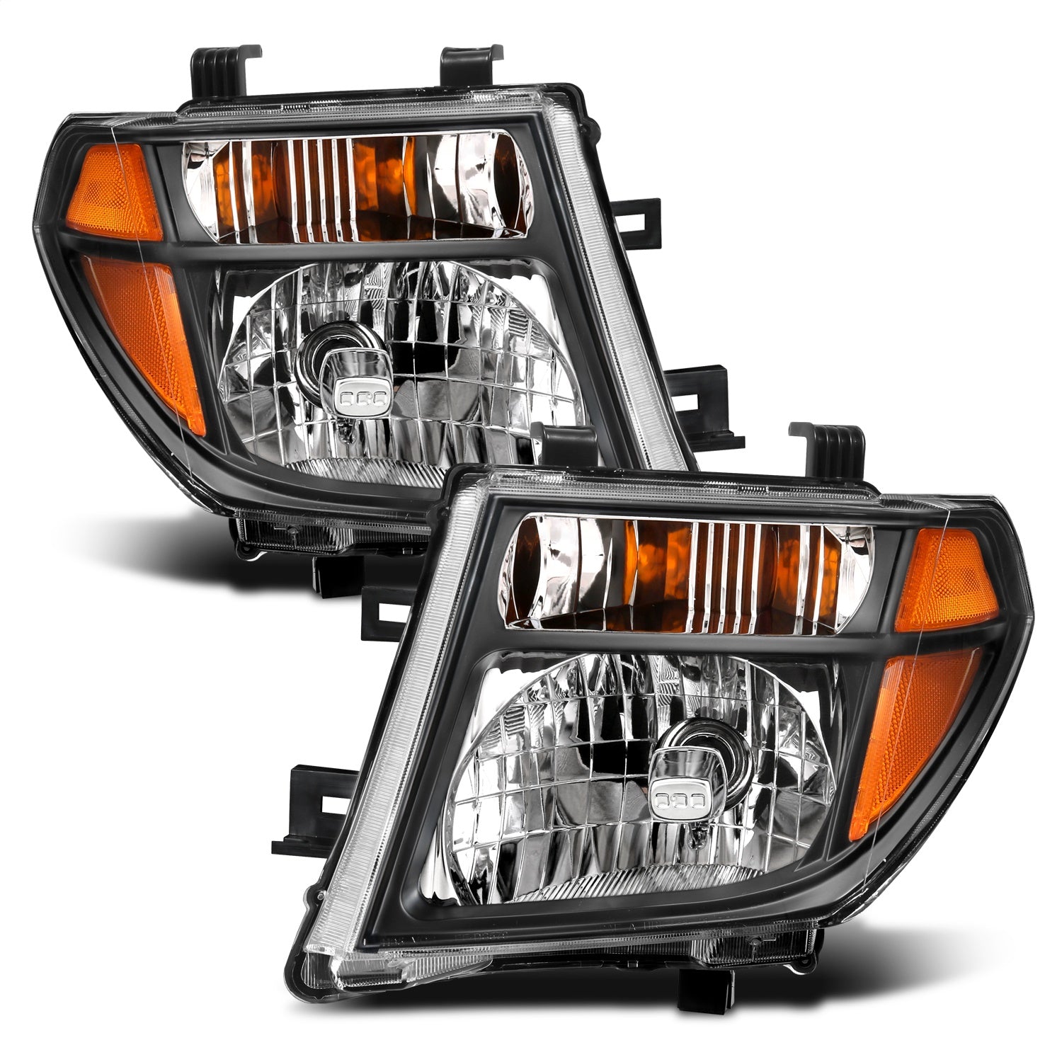 ANZO USA 111434 Crystal Headlight Set; Clear Lens; Black w/Amber Housing; Pair; ANZO USA 111434