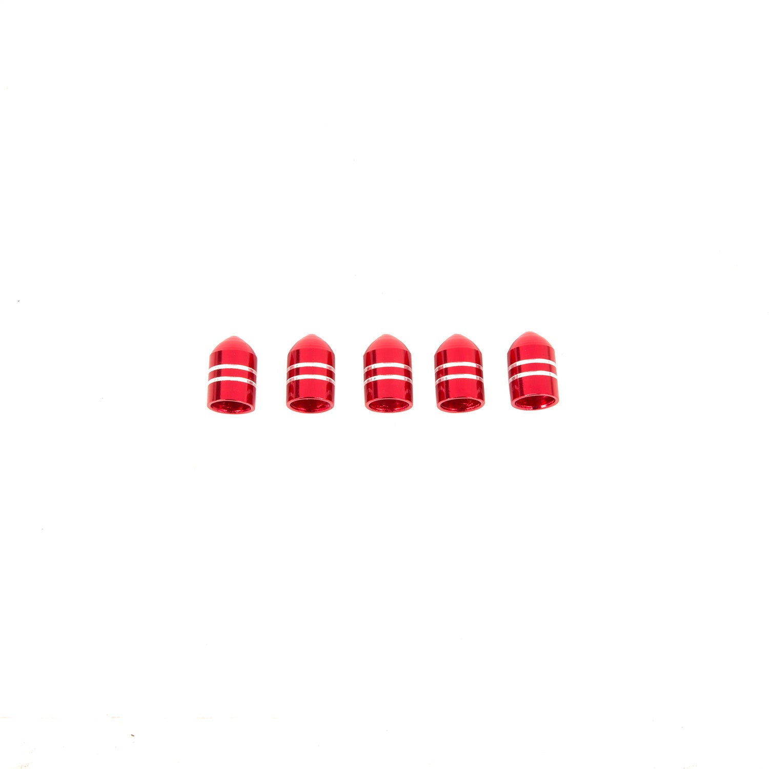 Alloy USA 11291 Valve Stem Cap Set; 5 pc.; Red; Aluminum; Alloy USA 11291