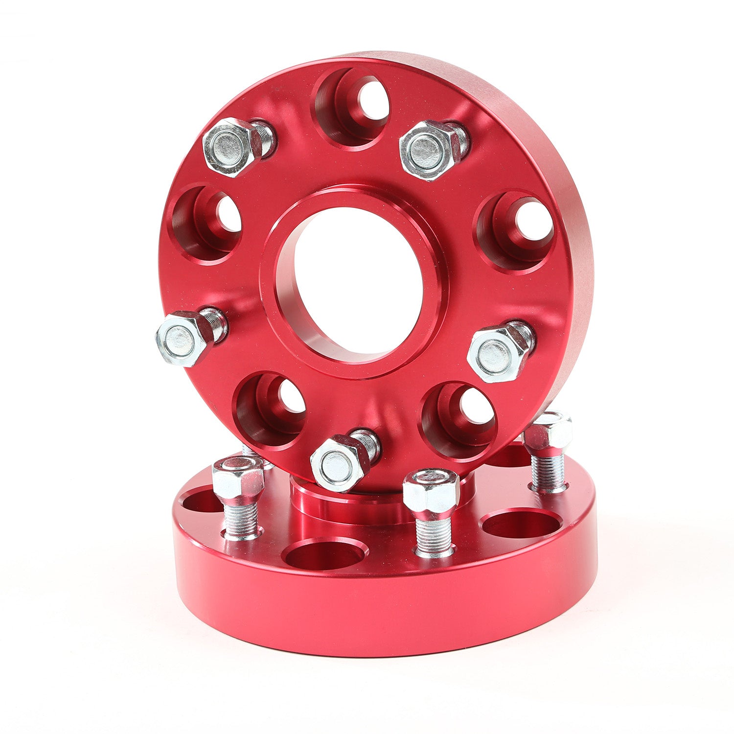 Alloy USA 11303 Wheel Spacer; Pair; Red Aluminum; 1.25 Thick; 5 x 5.5 Bolt Pattern; Alloy USA 11303
