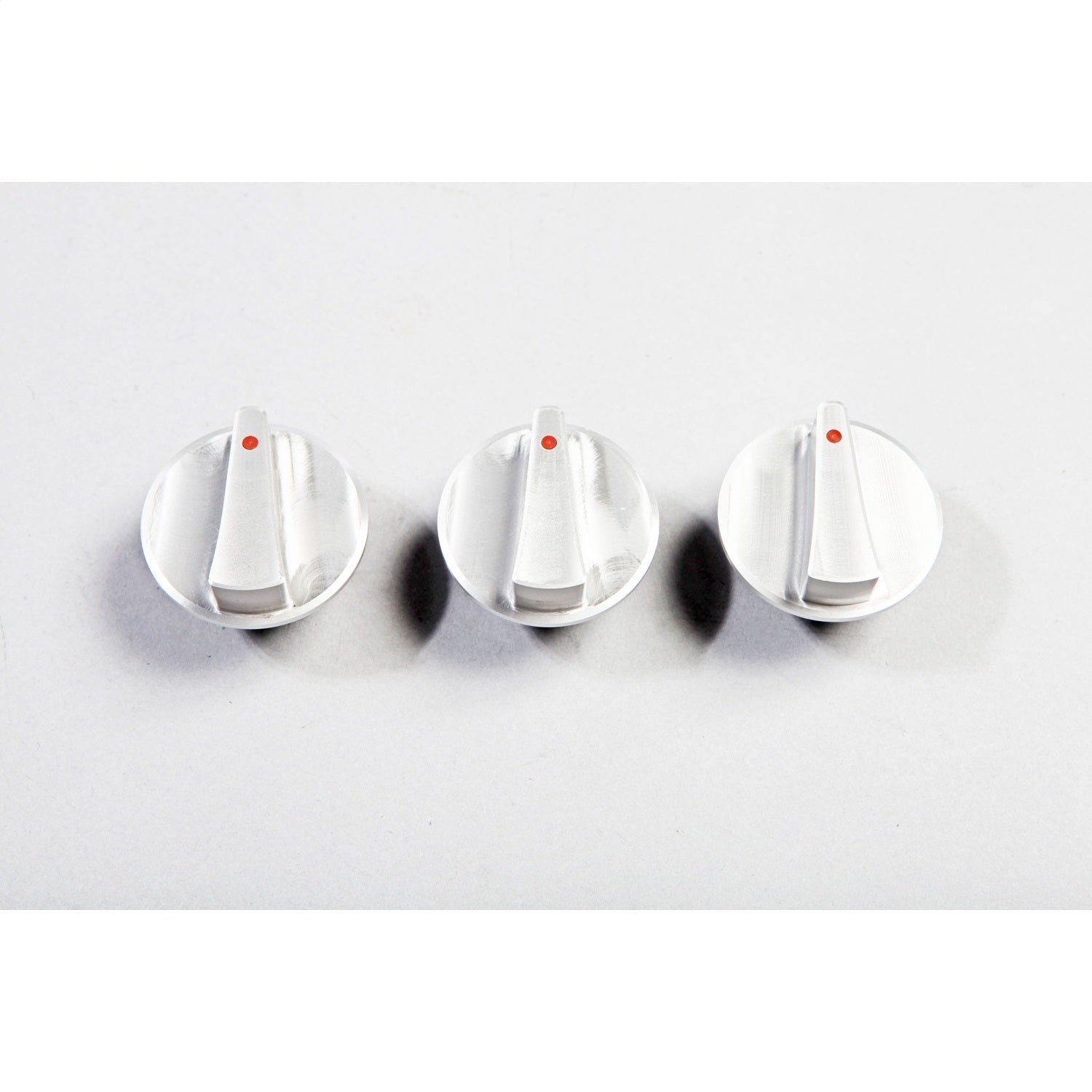 Rugged Ridge 11420.06 Climate Control Knob Set; 3 Piece; Billet Aluminum w/Red Indicators; Push On; Rugged Ridge 11420.06