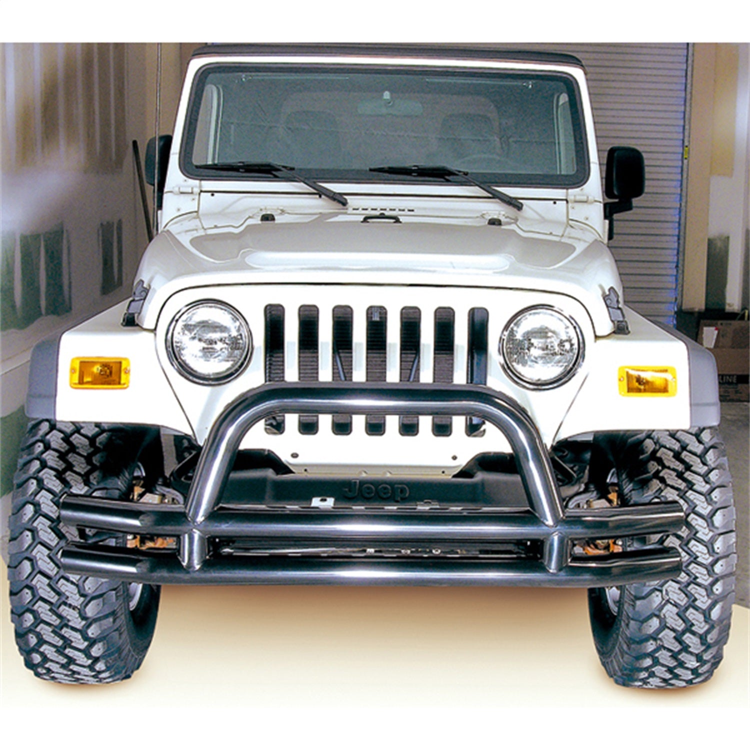 Rugged Ridge 11560.01 Front Tube Bumper; w/Riser; Black; Rugged Ridge 11560.01