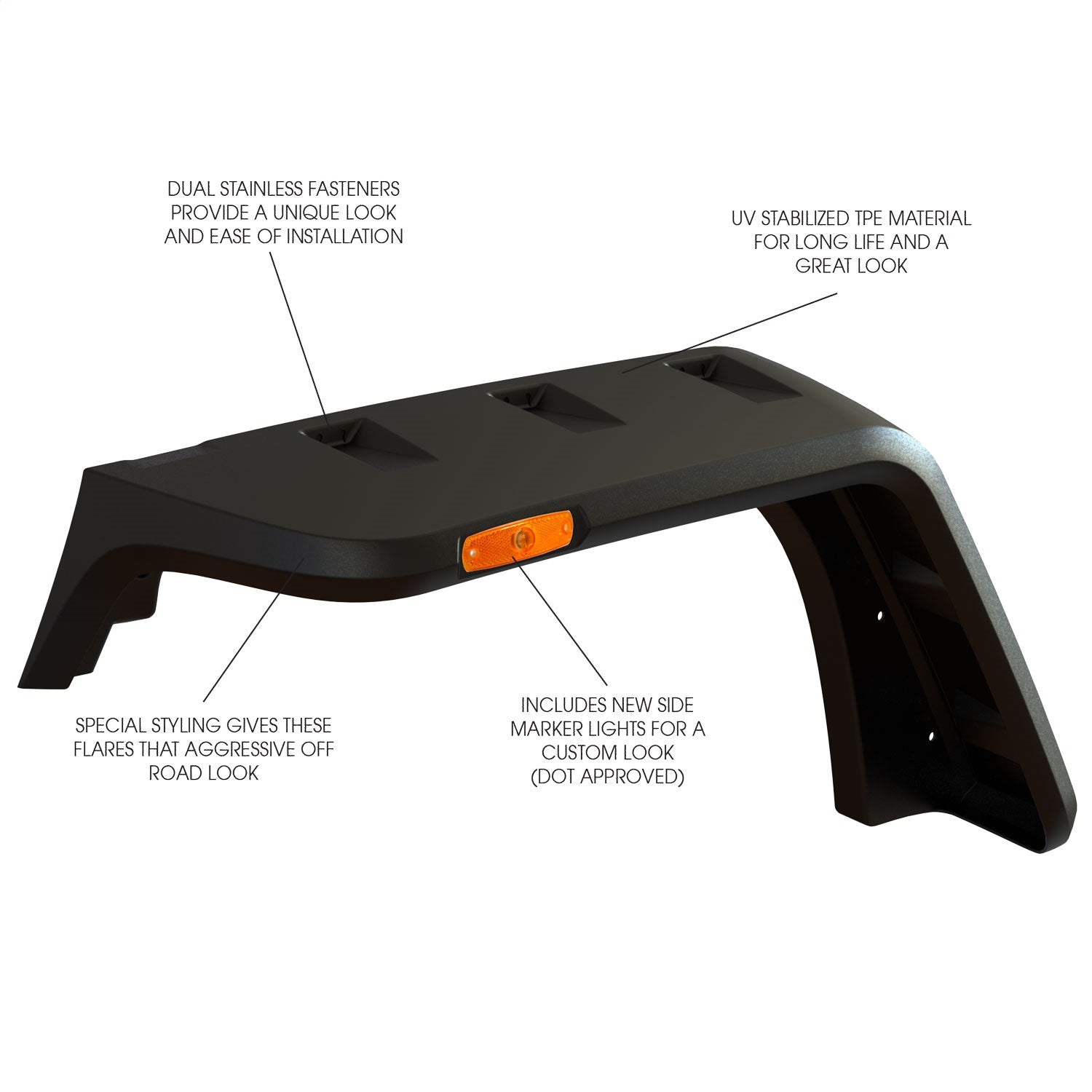 Rugged Ridge 11640.10 Flat Pocket Fender Flare Set Rugged Ridge 11640.10