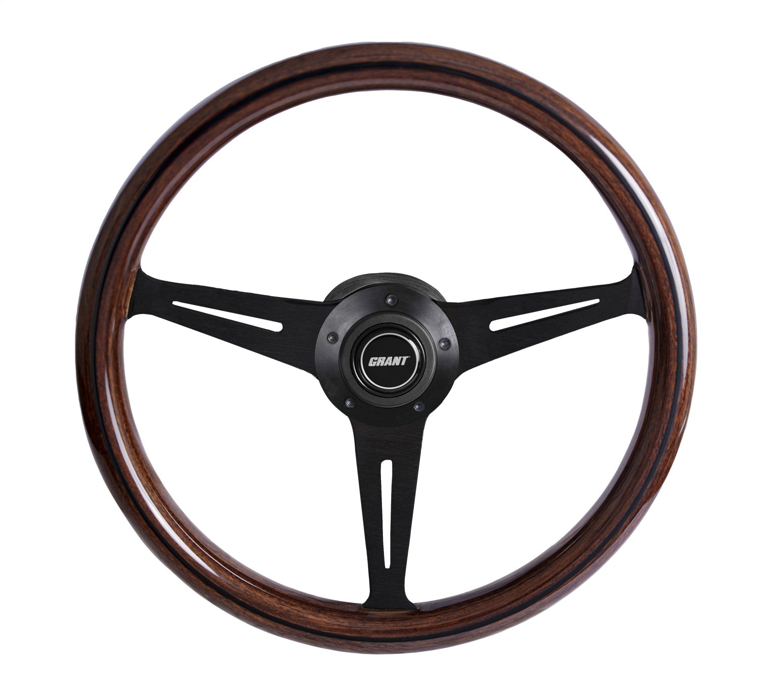 Grant 1176 Collectors Black Line Steering Wheel; Mahogany Grip; Black; Spoke; Grant 1176