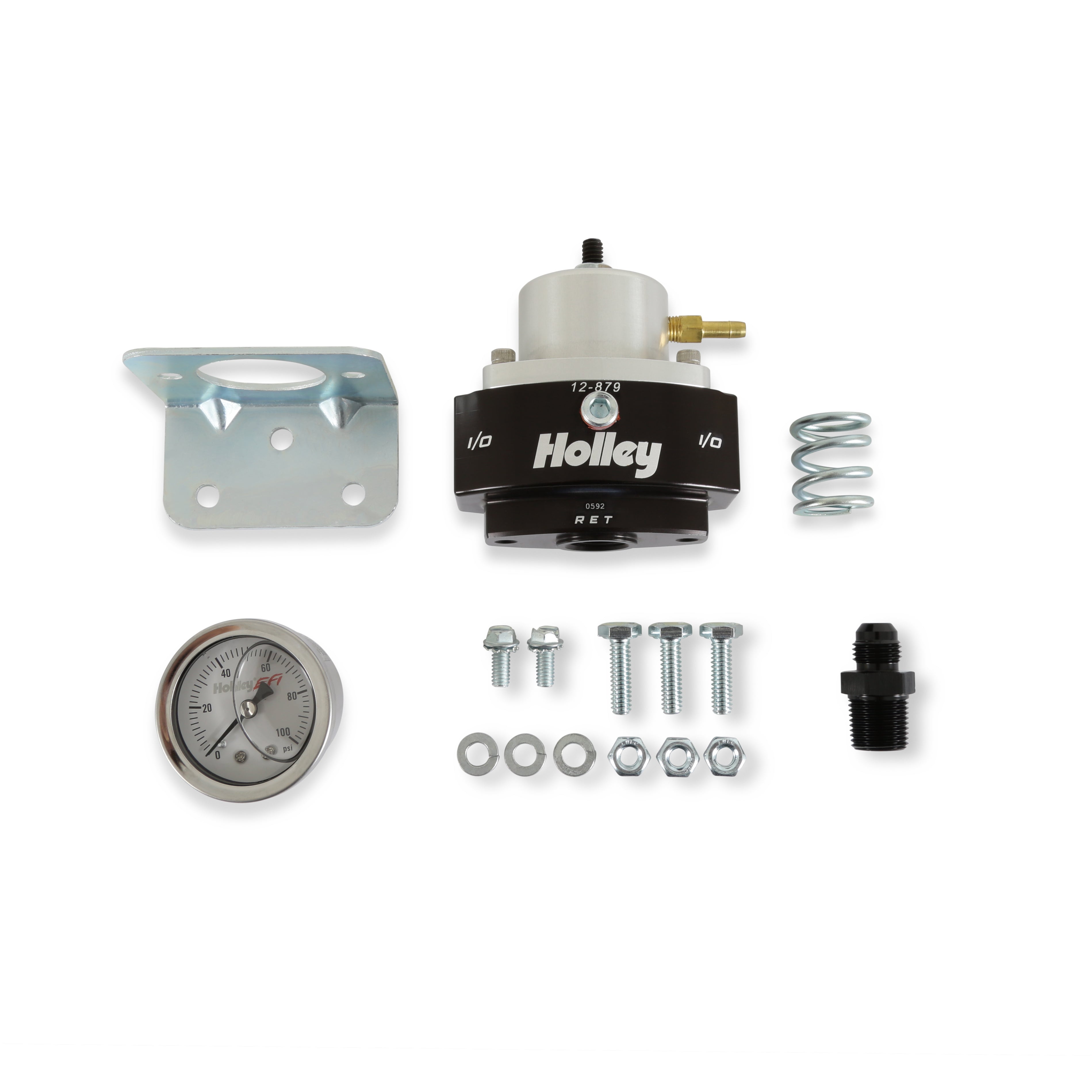 Holley 12-879KIT Carbureted By-Pass Regulator; Black; Aluminum; 3/8 in. NPT; Holley 12-879KIT