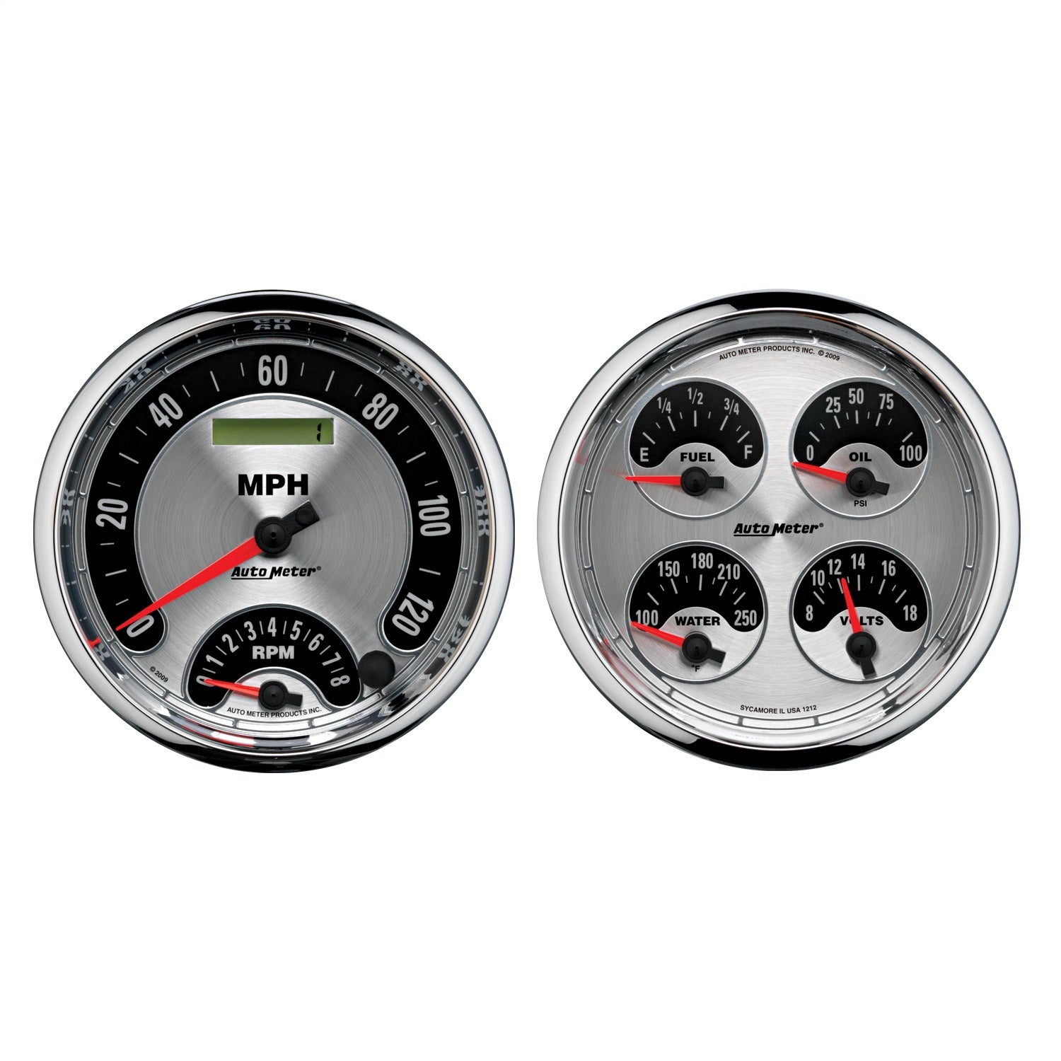 AutoMeter 1205 GAUGE KIT; 2 PC.; QUAD/TACH/SPEEDO; 5in.; AMERICAN MUSCLE AutoMeter 1205