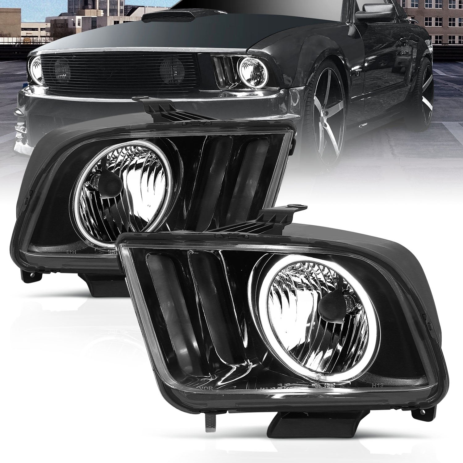 ANZO USA 121033 Crystal Headlight Set w/Halo; Clear Lens; Black Housing; Pair; CCFL; ANZO USA 121033