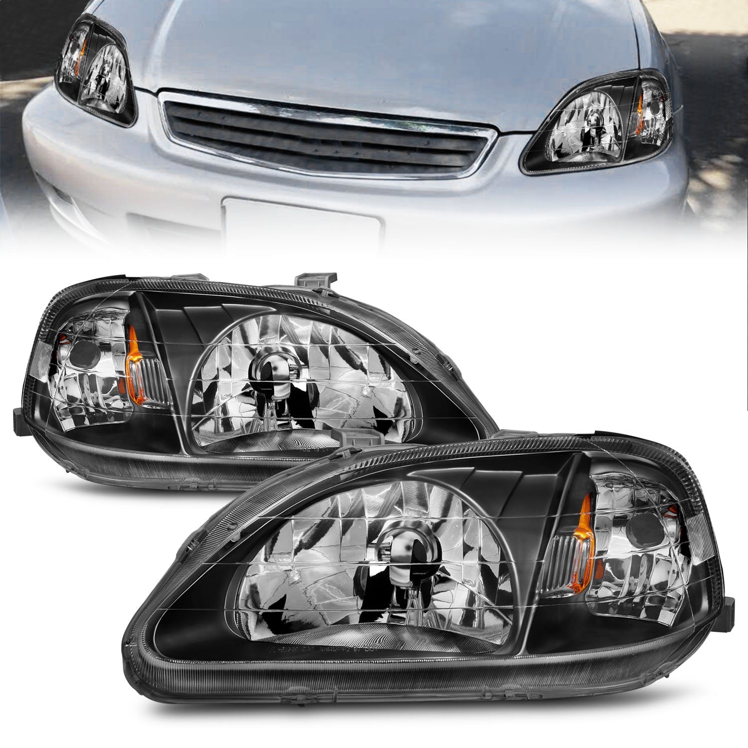 ANZO USA 121070 Crystal Headlight Set; Clear Lens; Black Housing; Pair; ANZO USA 121070