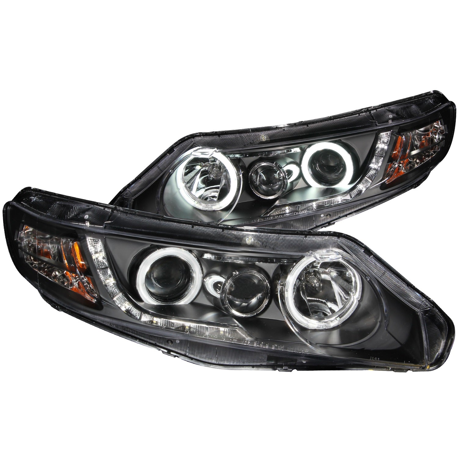 ANZO USA 121454 Projector Headlight Set w/Halo; Clear Lens; Black Housing; Pair; CCFL; ANZO USA 121454
