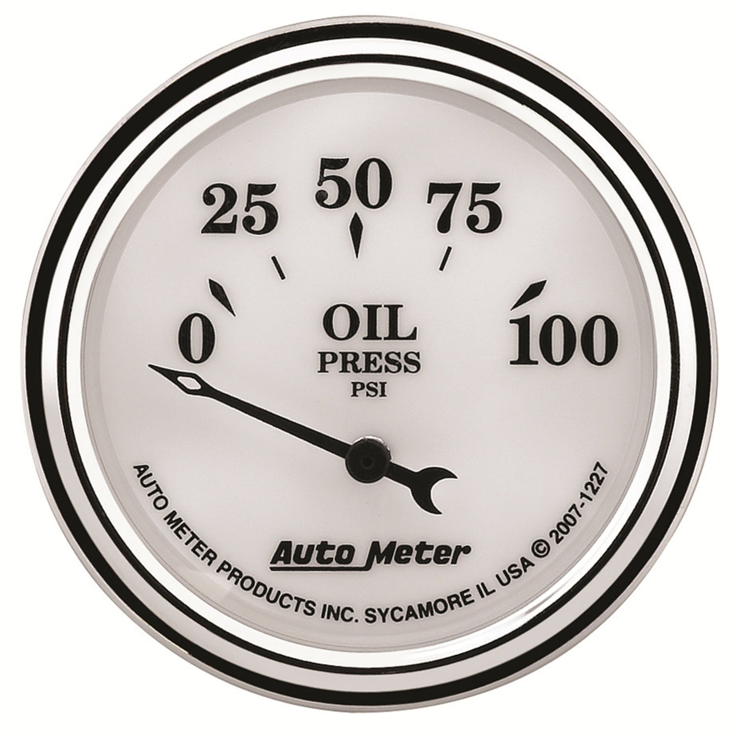 AutoMeter 1227 GAUGE; OIL PRESS; 2 1/16in.; 100PSI; ELEC; OLD TYME WHITE II AutoMeter 1227
