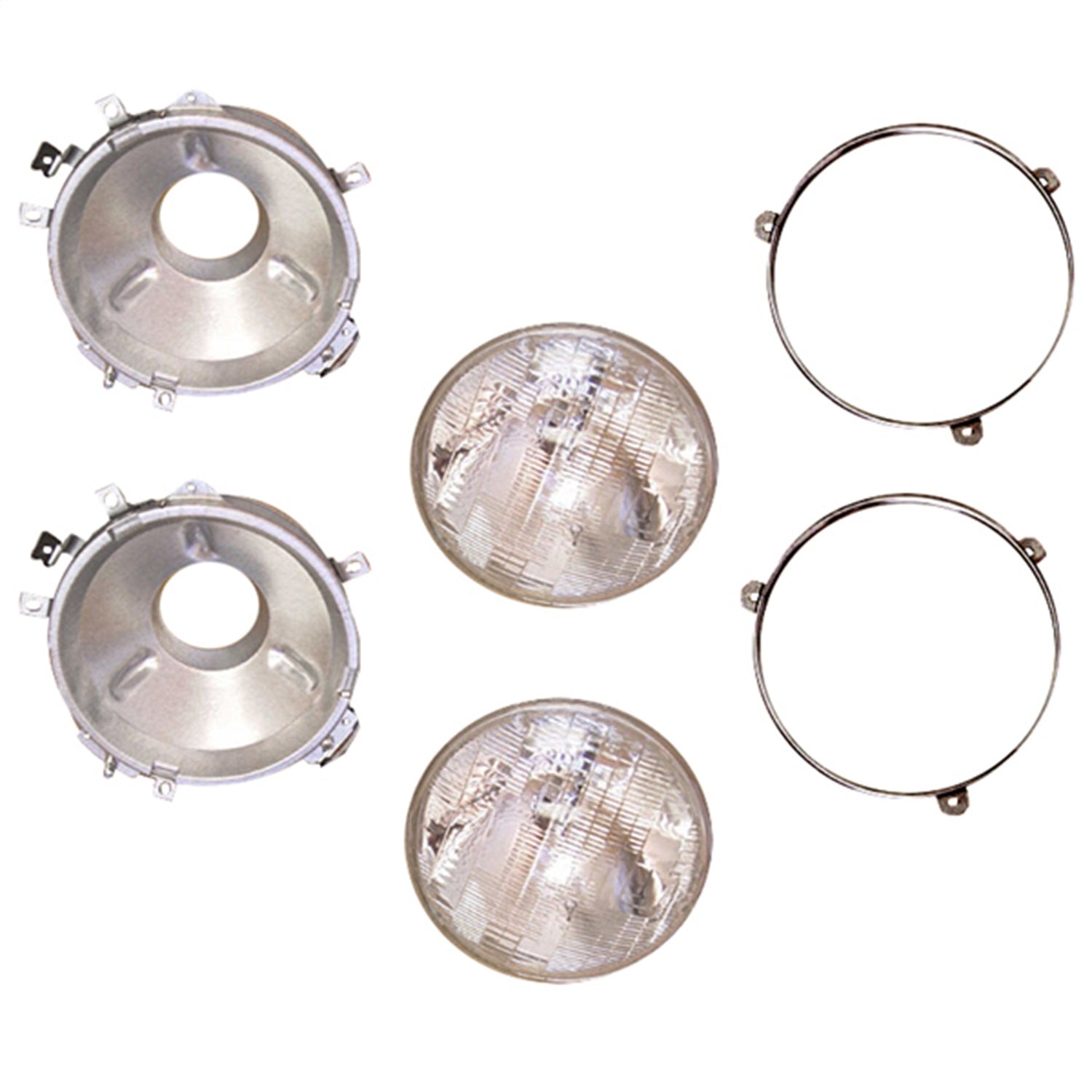 Omix 12402.02 Head Light Set; Incl. 2 Housings/Head Lights/Retaining Rings; Omix 12402.02