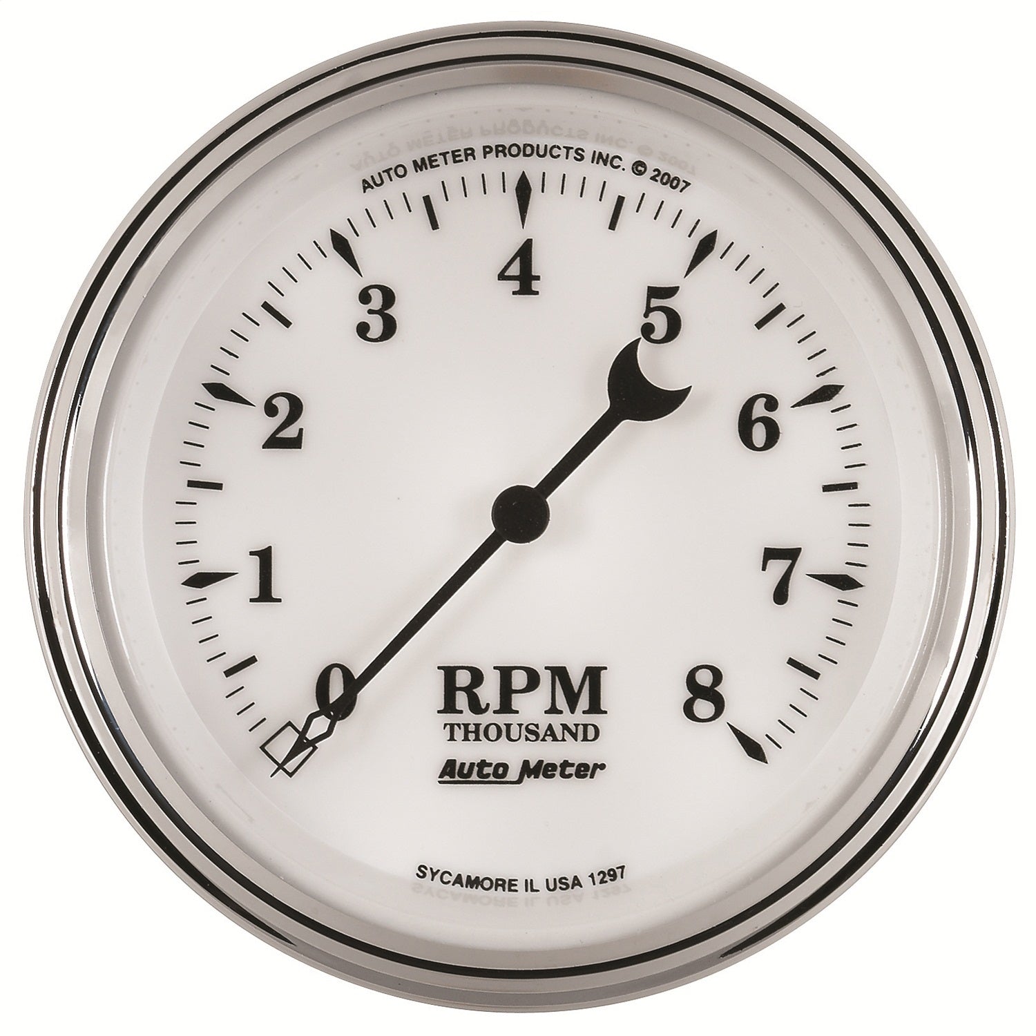 AutoMeter 1297 GAUGE; TACHOMETER; 3 3/8in.; 8K RPM; IN-DASH; OLD TYME WHITE II AutoMeter 1297