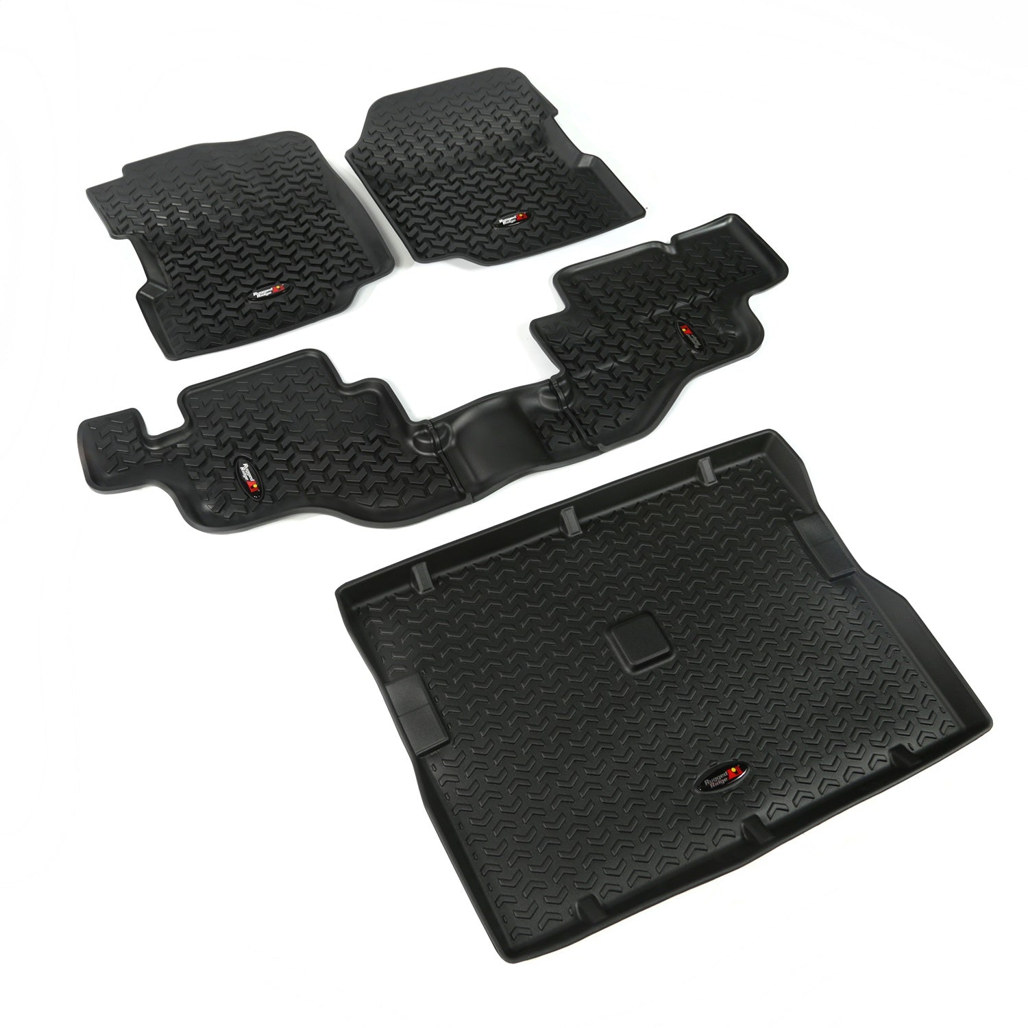 Rugged Ridge 12988.09 All Terrain Floor Liner; Front And Rear; 4-Piece; Includes Cargo Liner; Black; Rugged Ridge 12988.09